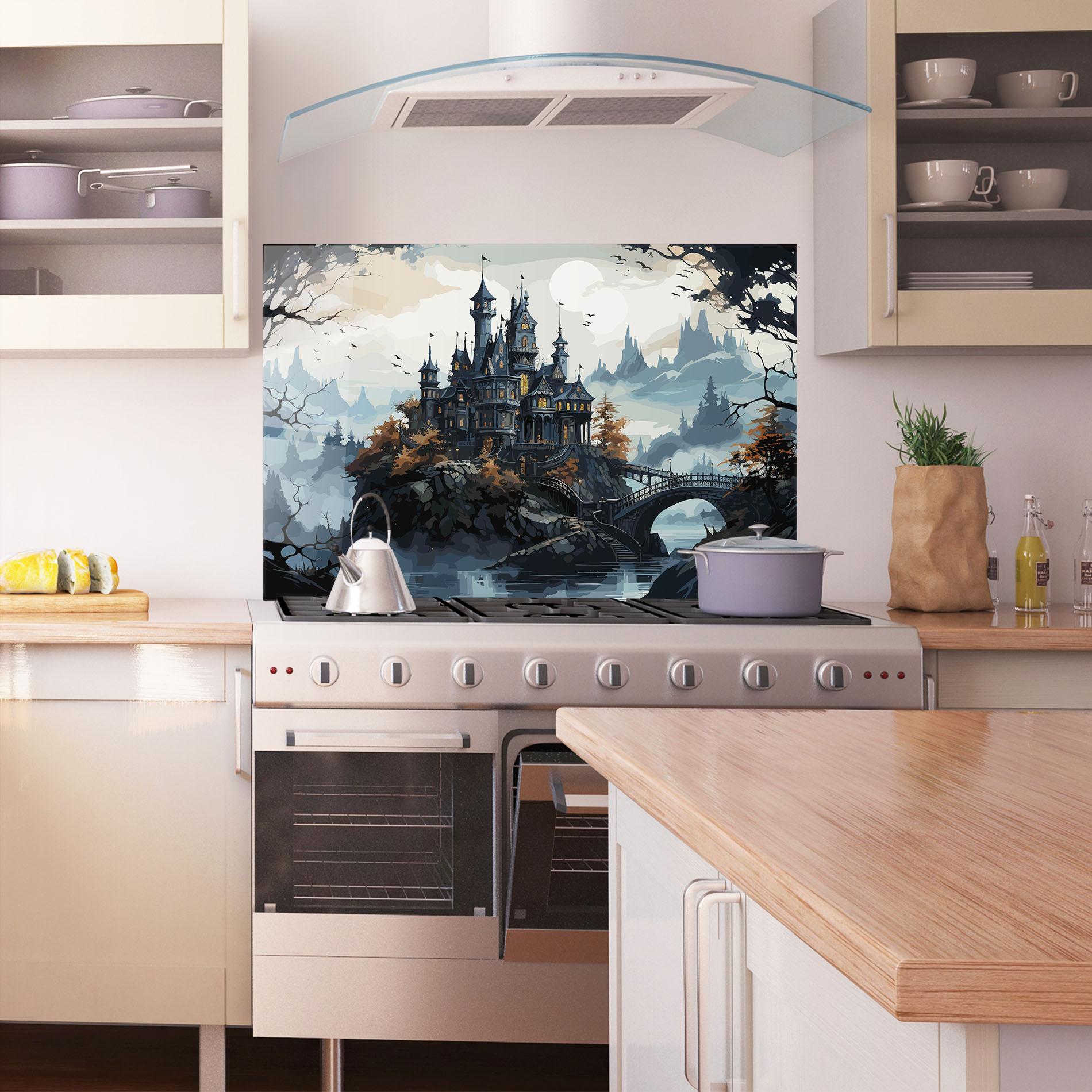 Panel Szklany do Kuchni Grey Big Castle mockup 1