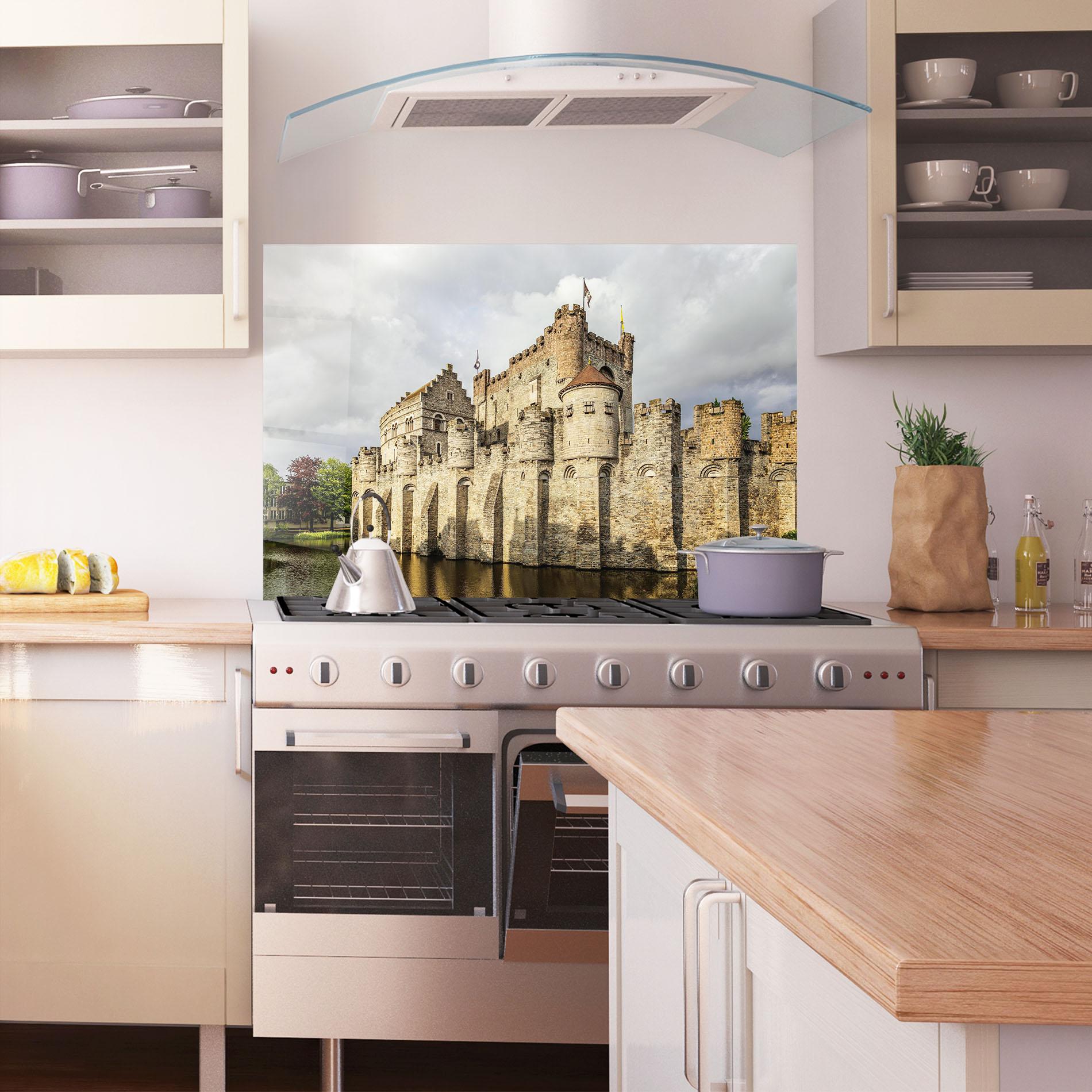 Panel Szklany do Kuchni Medieval Castle Belgium mockup 1