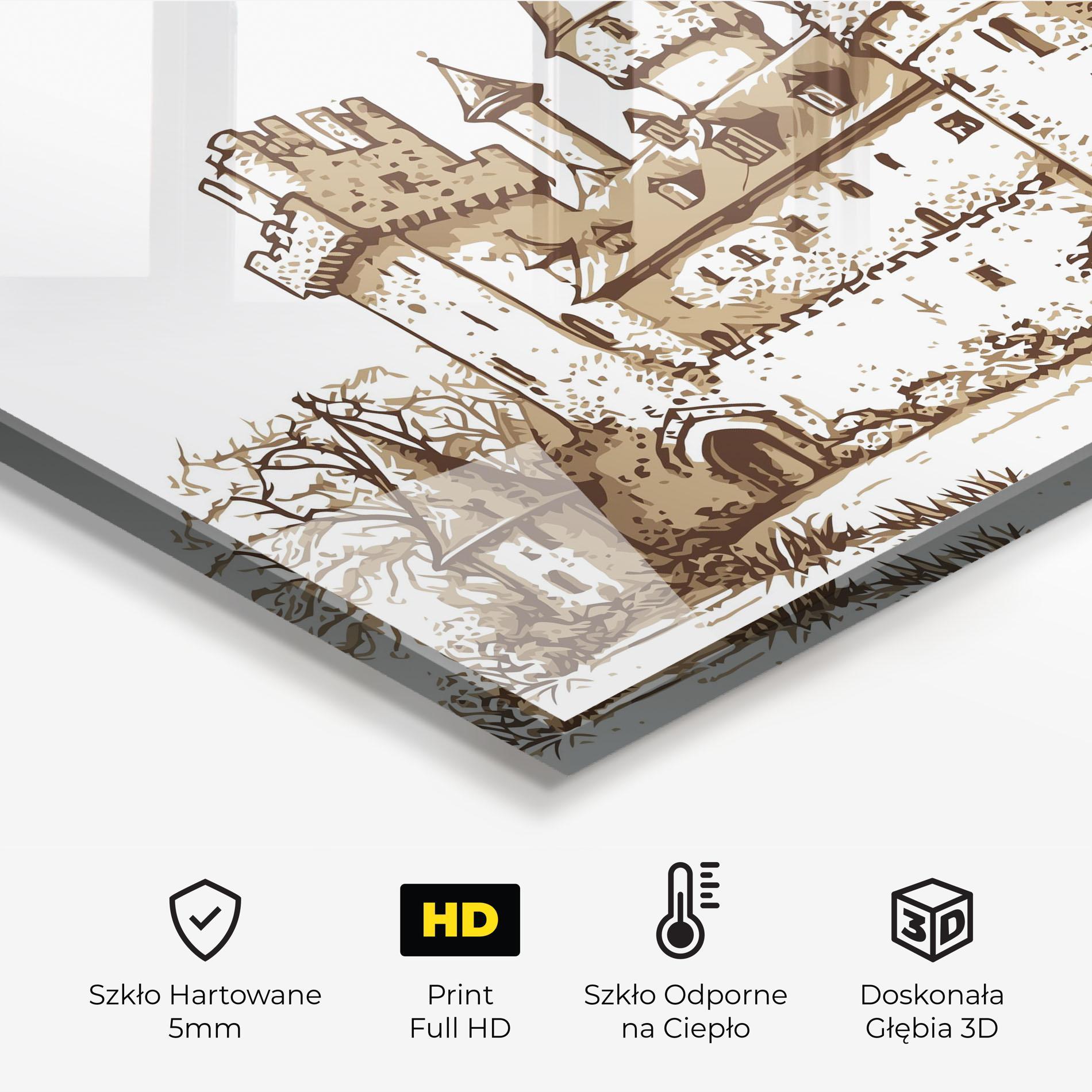 Panel Szklany do Kuchni Brown Line Castle mockup 2