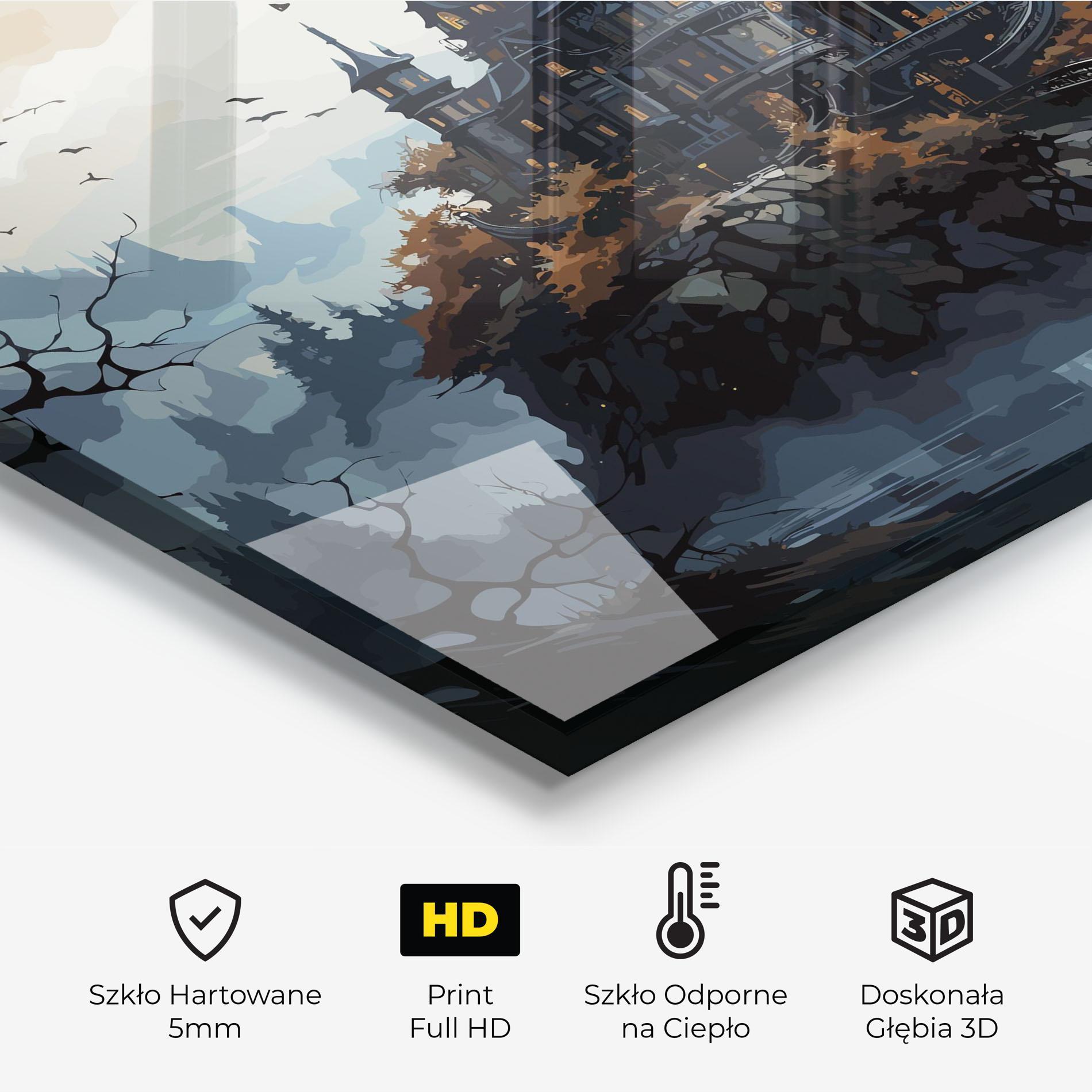 Panel Szklany do Kuchni Grey Big Castle mockup 2