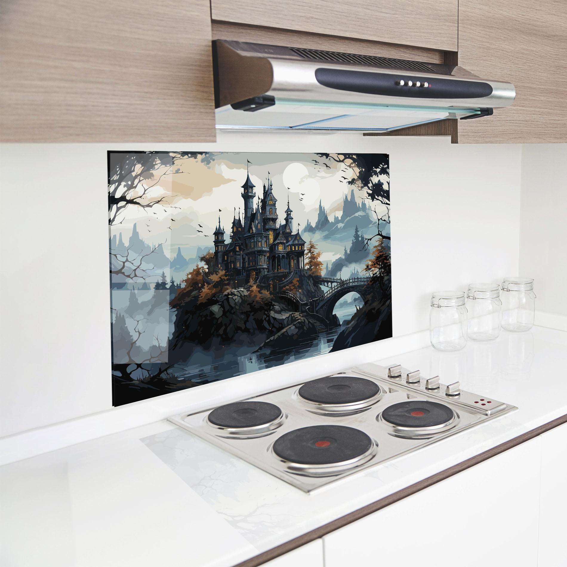 Panel Szklany do Kuchni Grey Big Castle mockup 8