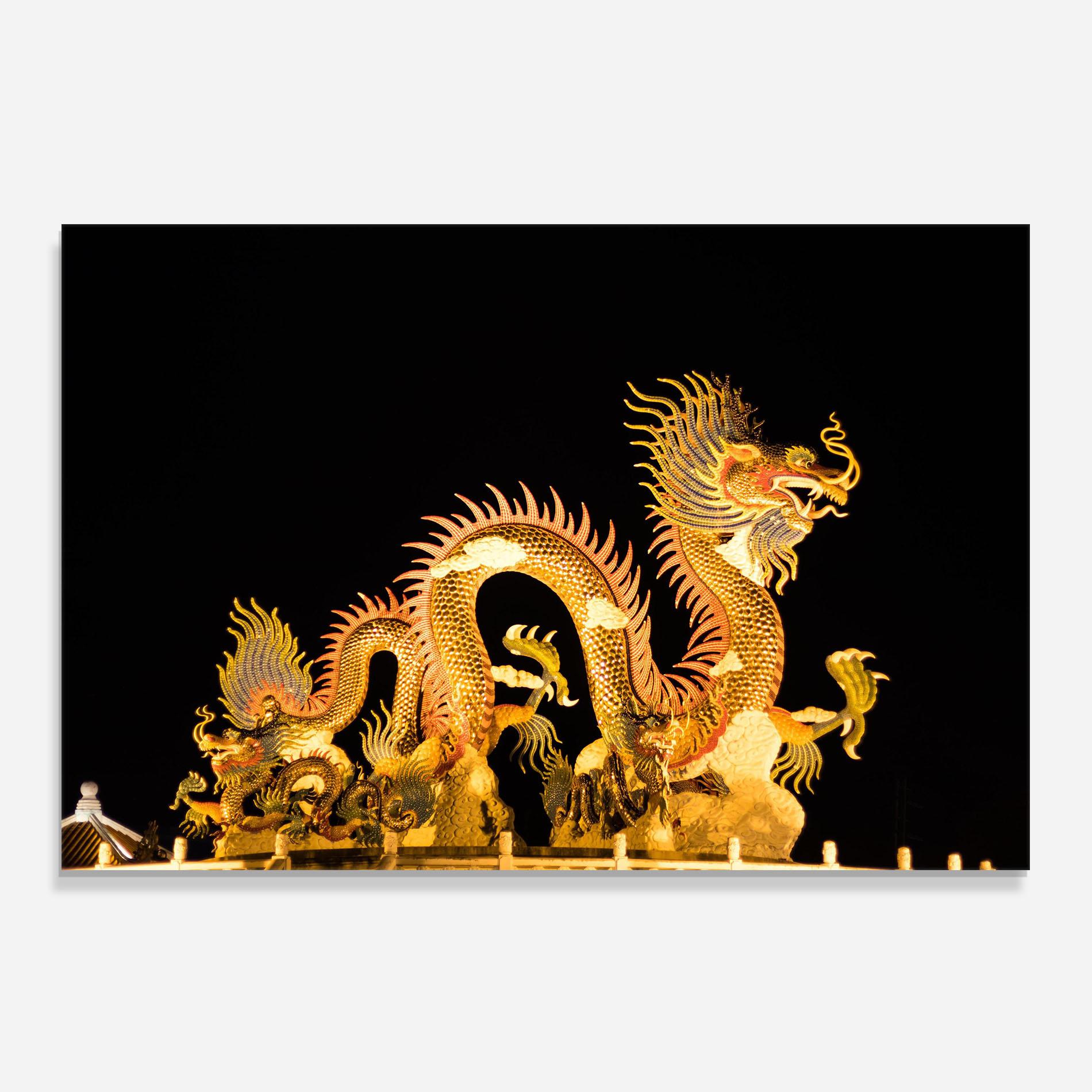Panel Szklany do Kuchni Golden Dragon Lights mockup 0