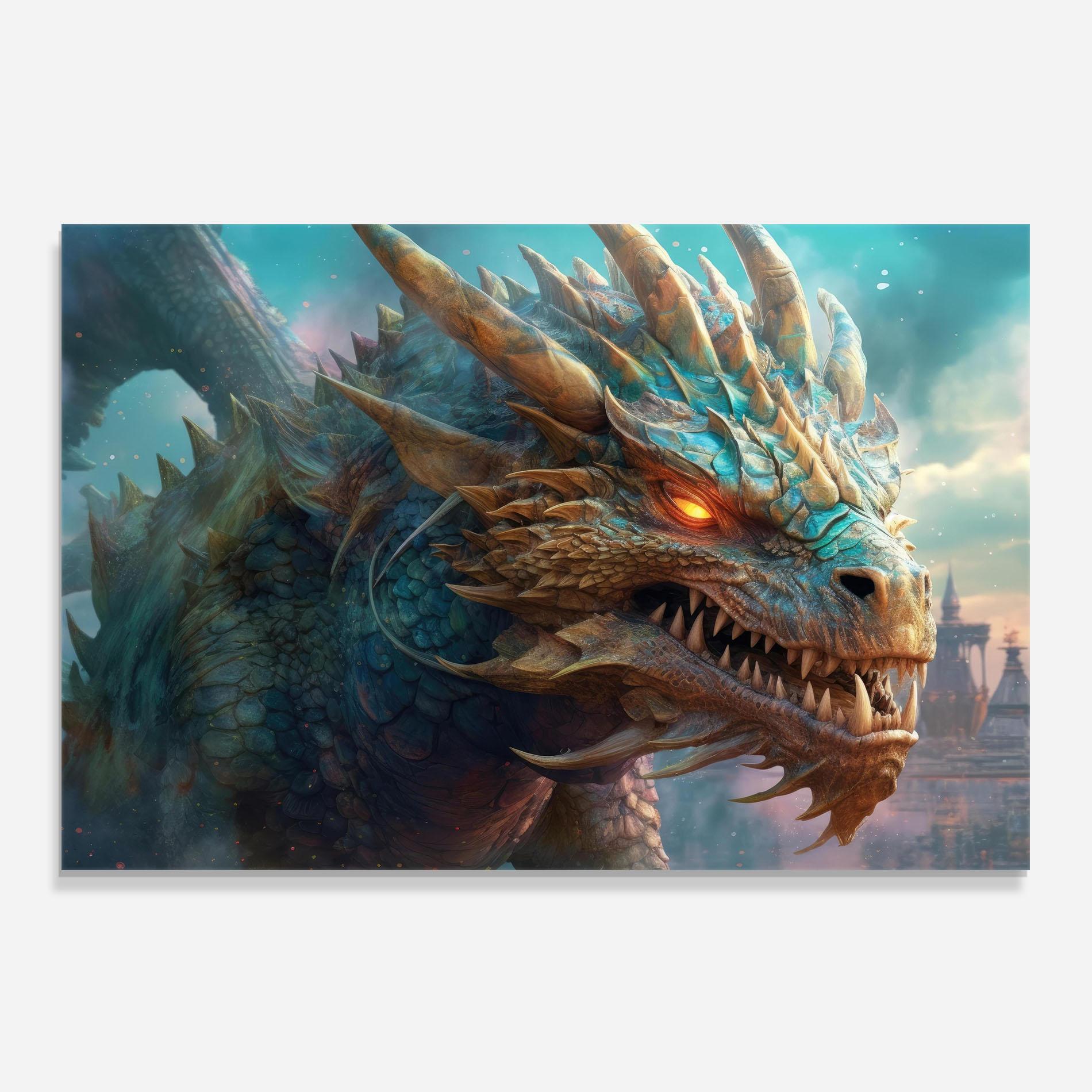 Panel Szklany do Kuchni Pretty Blue Dragon mockup 0
