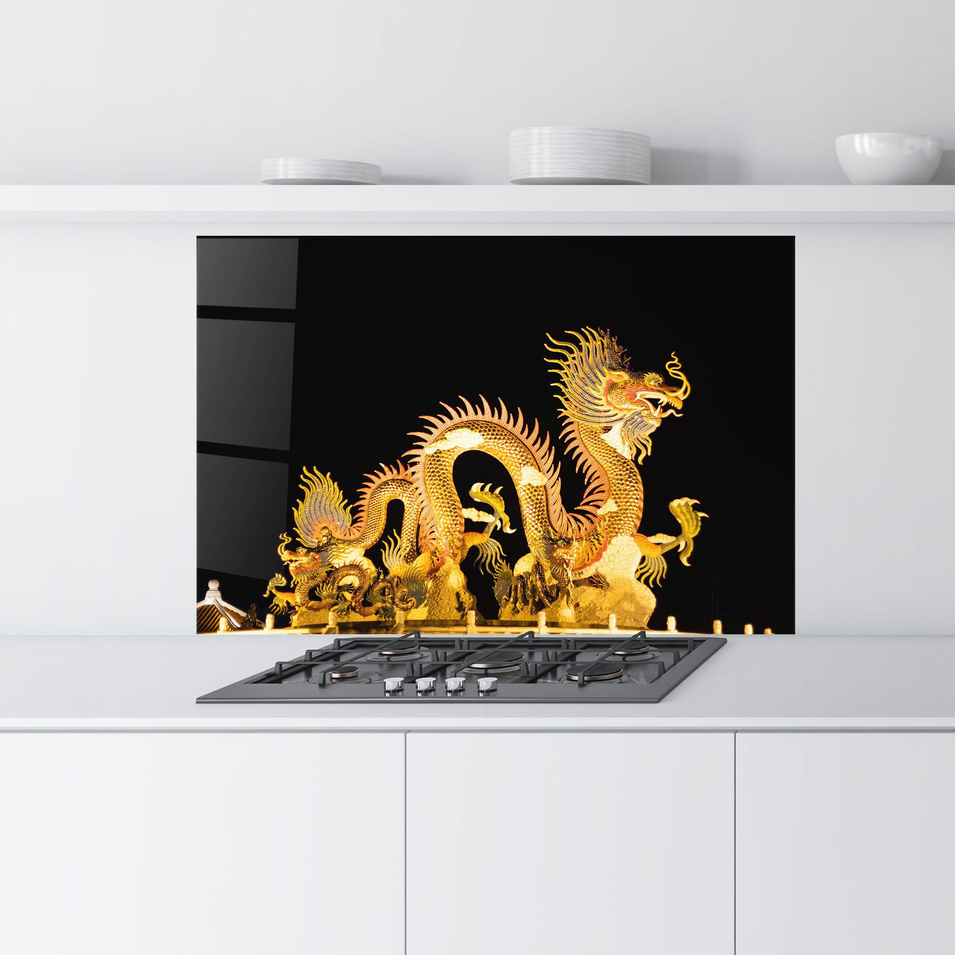 Panel Szklany do Kuchni Golden Dragon Lights mockup 9