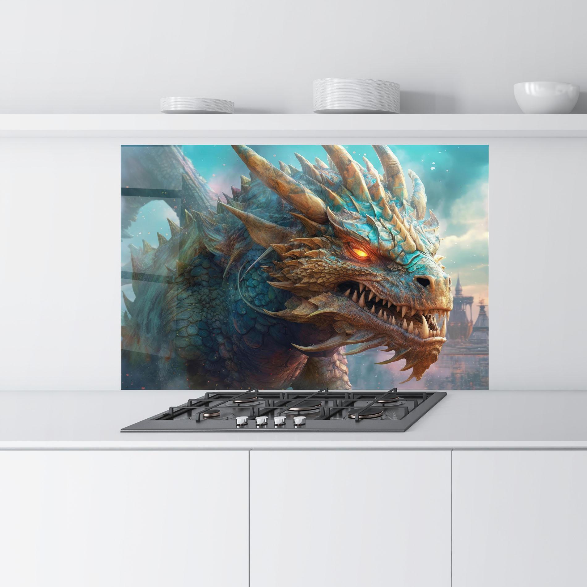 Panel Szklany do Kuchni Pretty Blue Dragon mockup 9