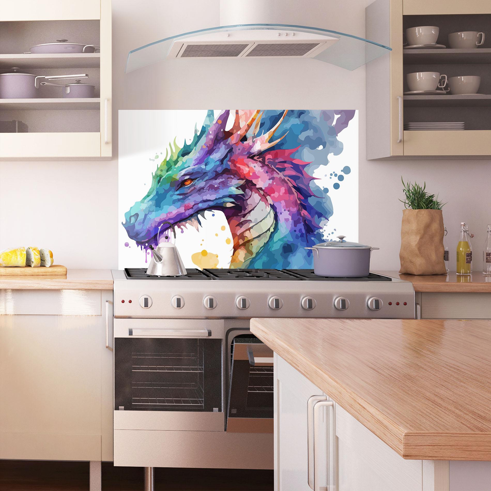 Panel Szklany do Kuchni Colourful Dragon mockup 1
