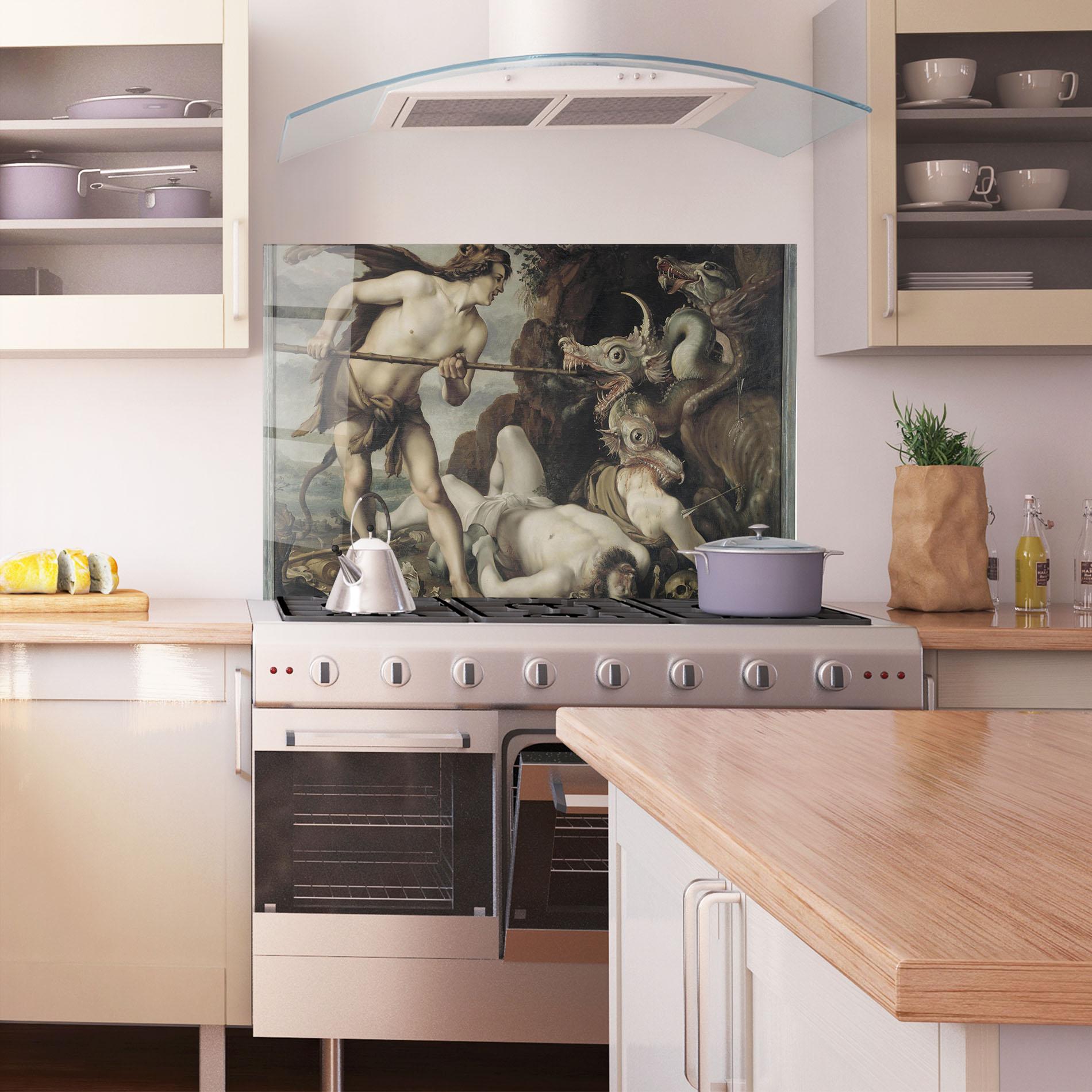 Panel Szklany do Kuchni Hunting Dragons mockup 1