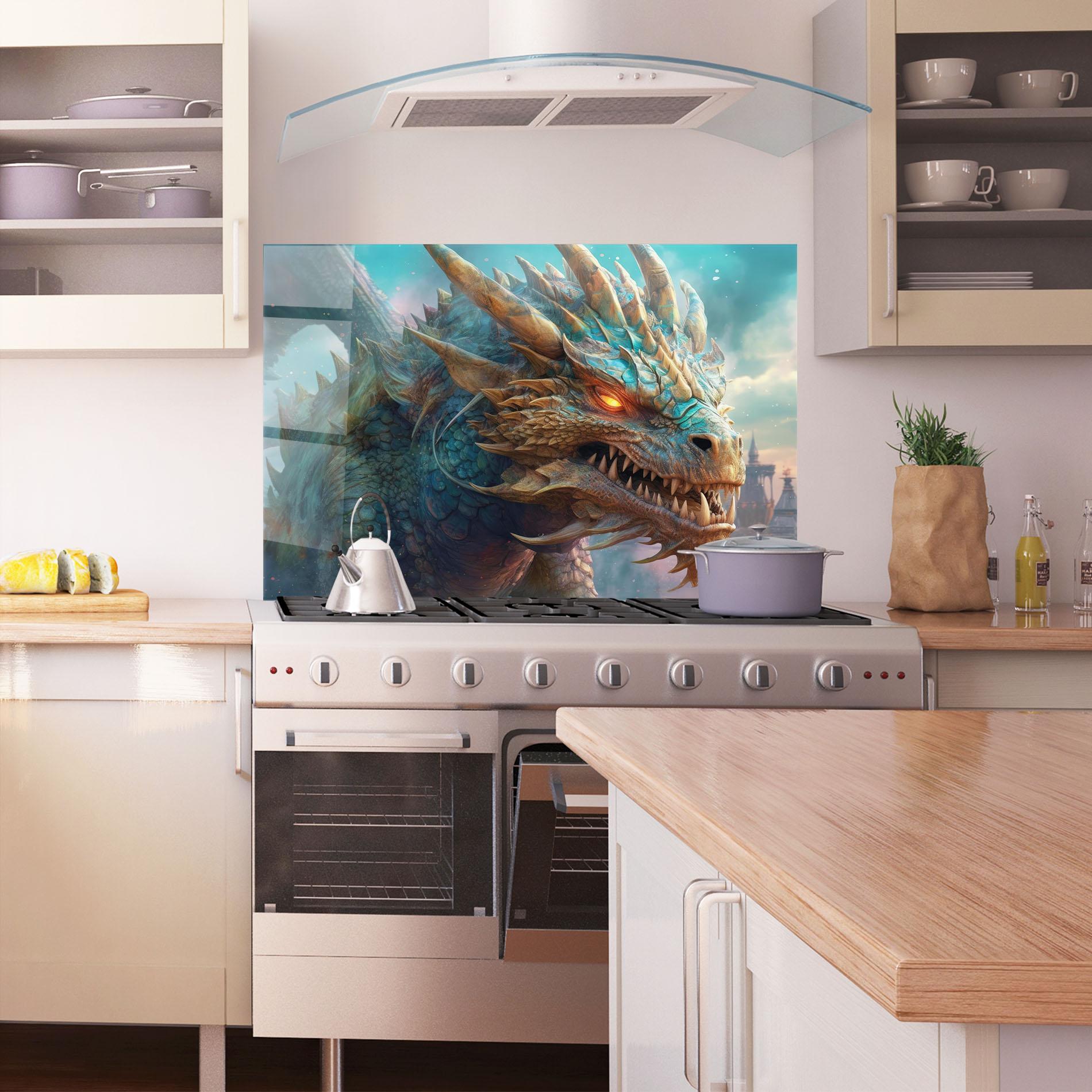 Panel Szklany do Kuchni Pretty Blue Dragon mockup 1