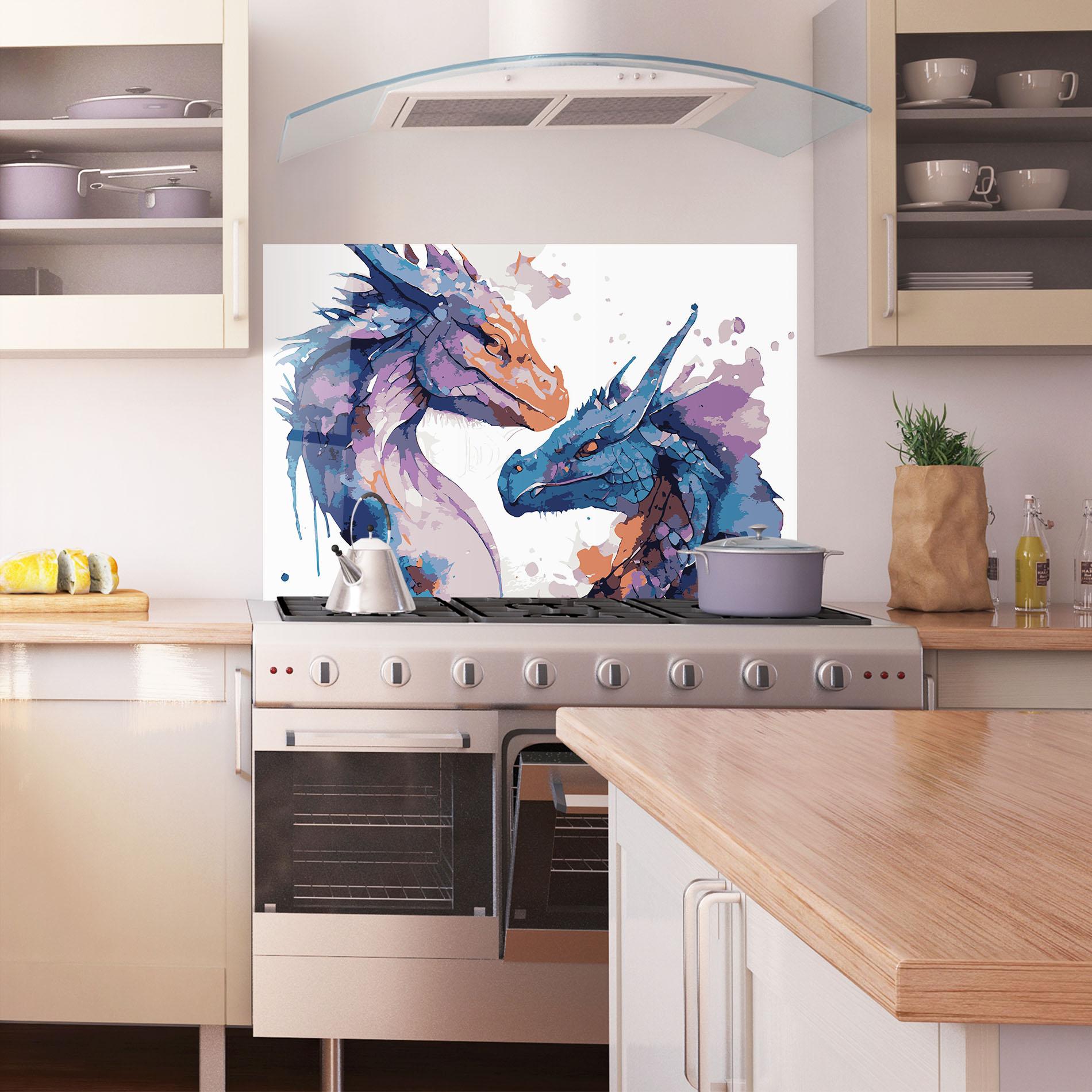 Panel Szklany do Kuchni Purple Cute Dragon mockup 1
