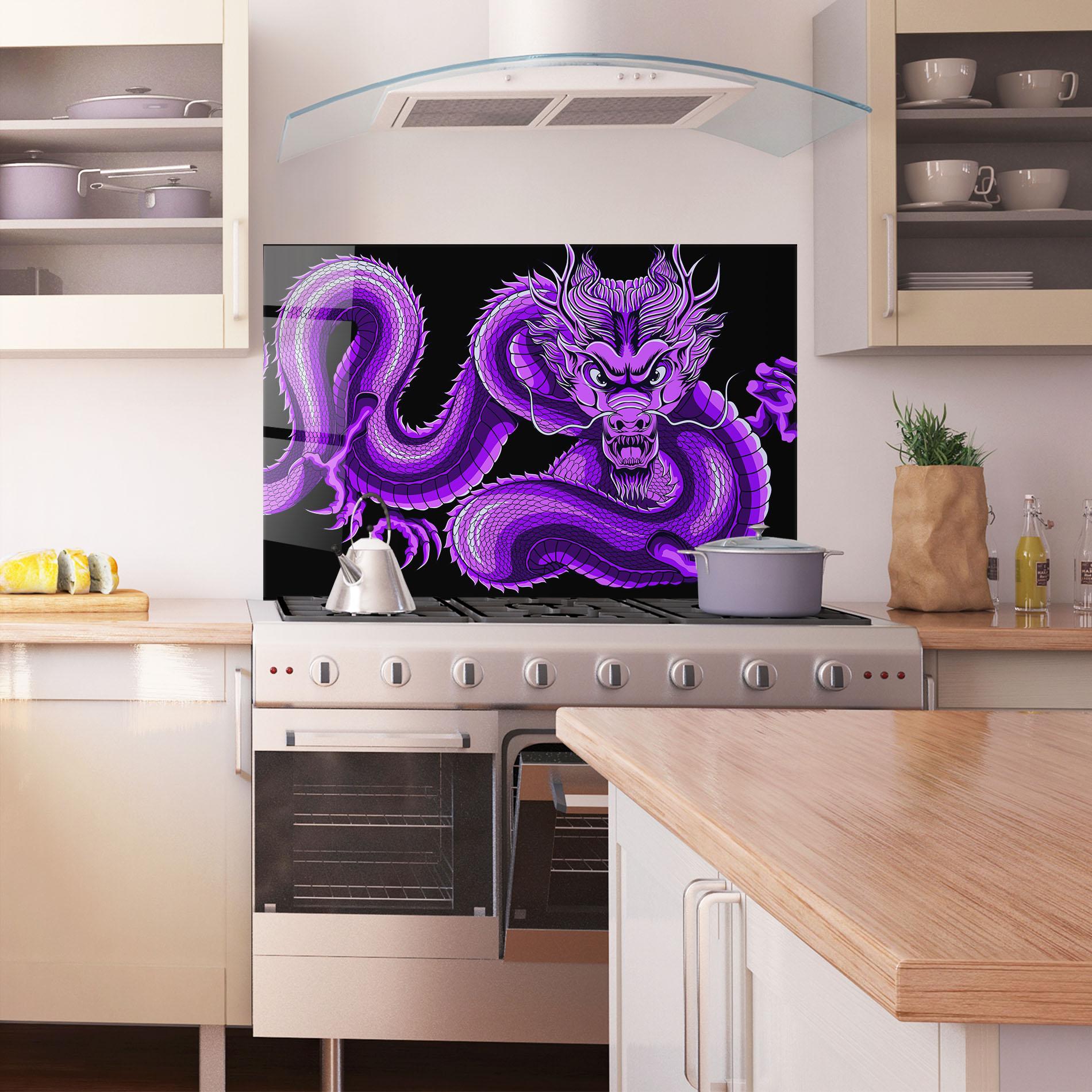 Panel Szklany do Kuchni Purple Dragon mockup 1