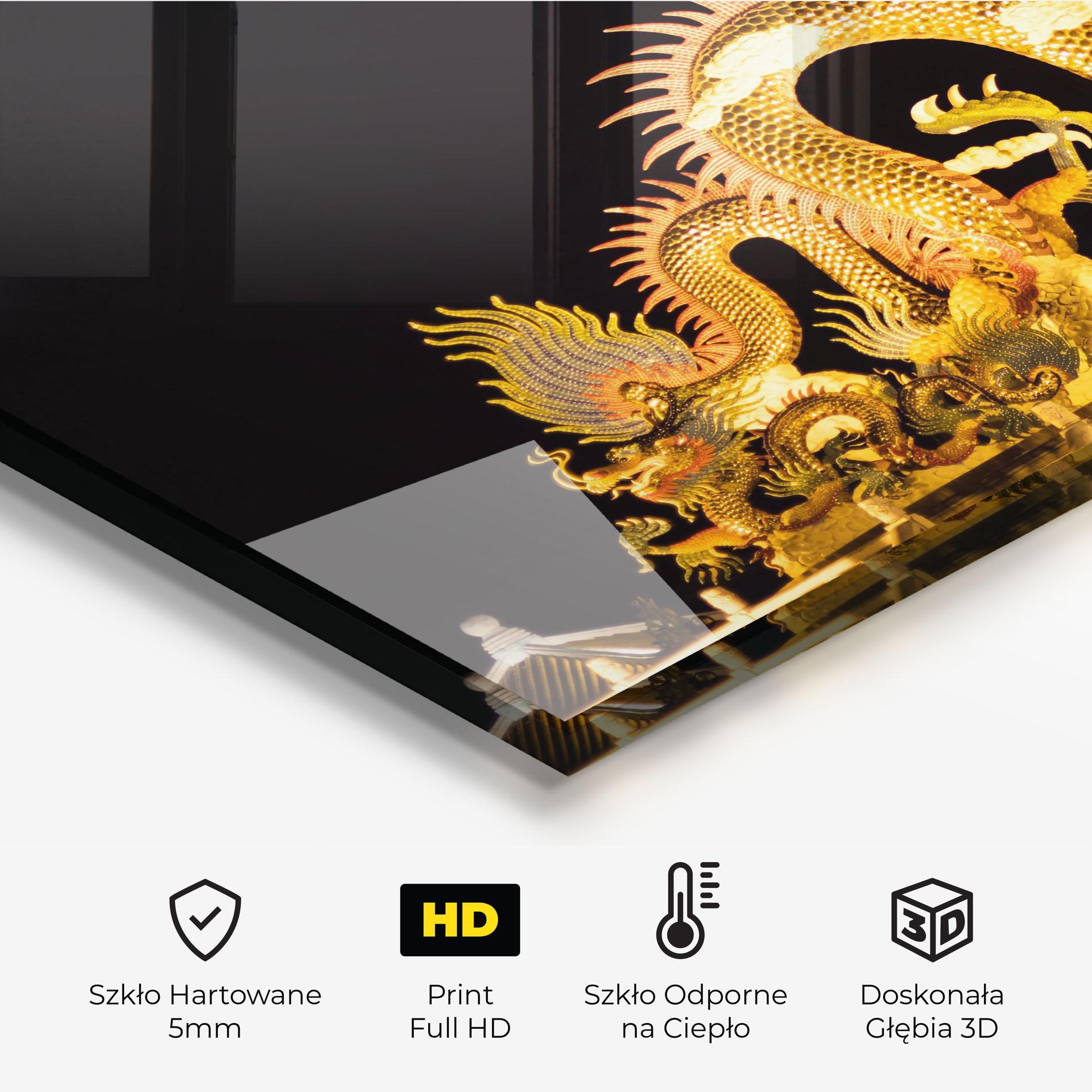 Panel Szklany do Kuchni Golden Dragon Lights mockup 2