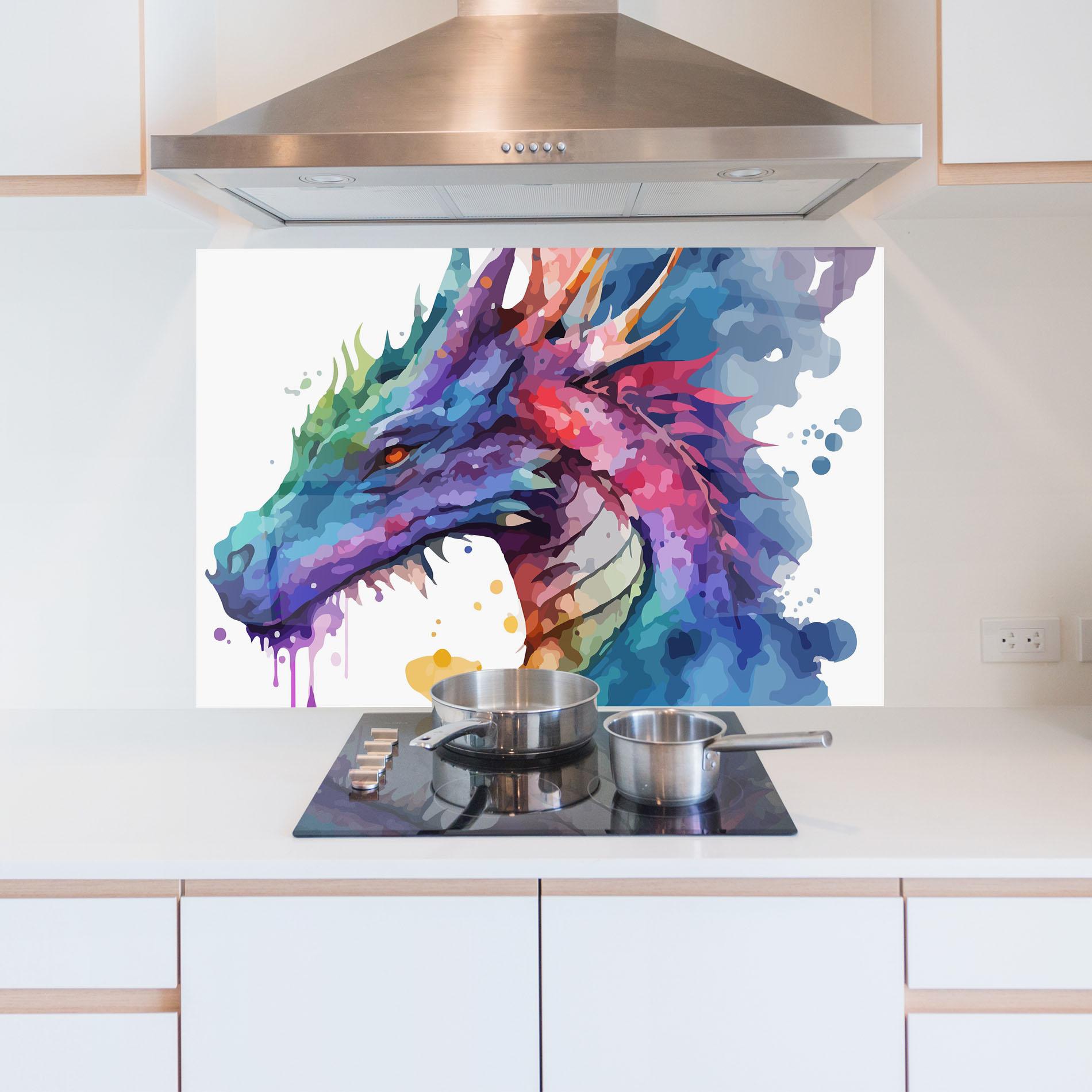 Panel Szklany do Kuchni Colourful Dragon mockup 5