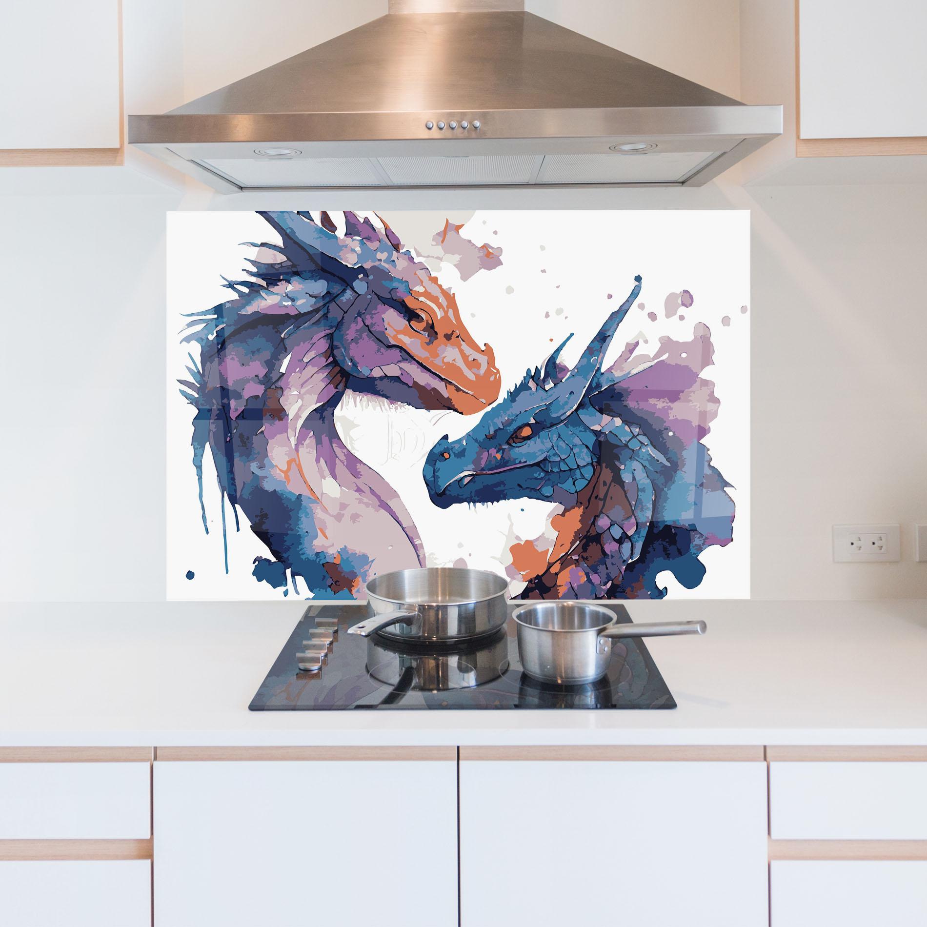 Panel Szklany do Kuchni Purple Cute Dragon mockup 5