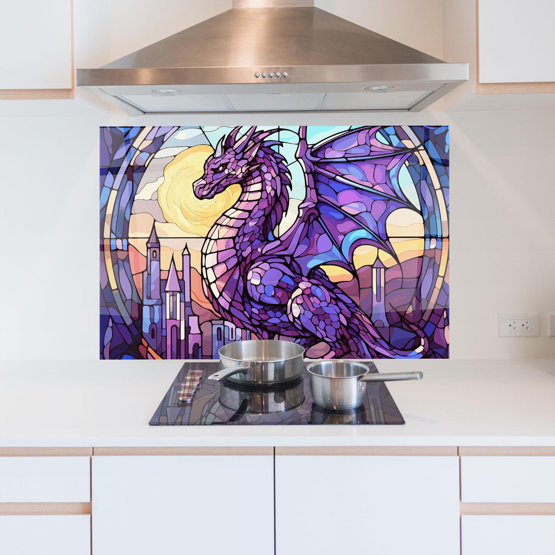 Panel Szklany do Kuchni Purple Pretty Dragon mockup 5
