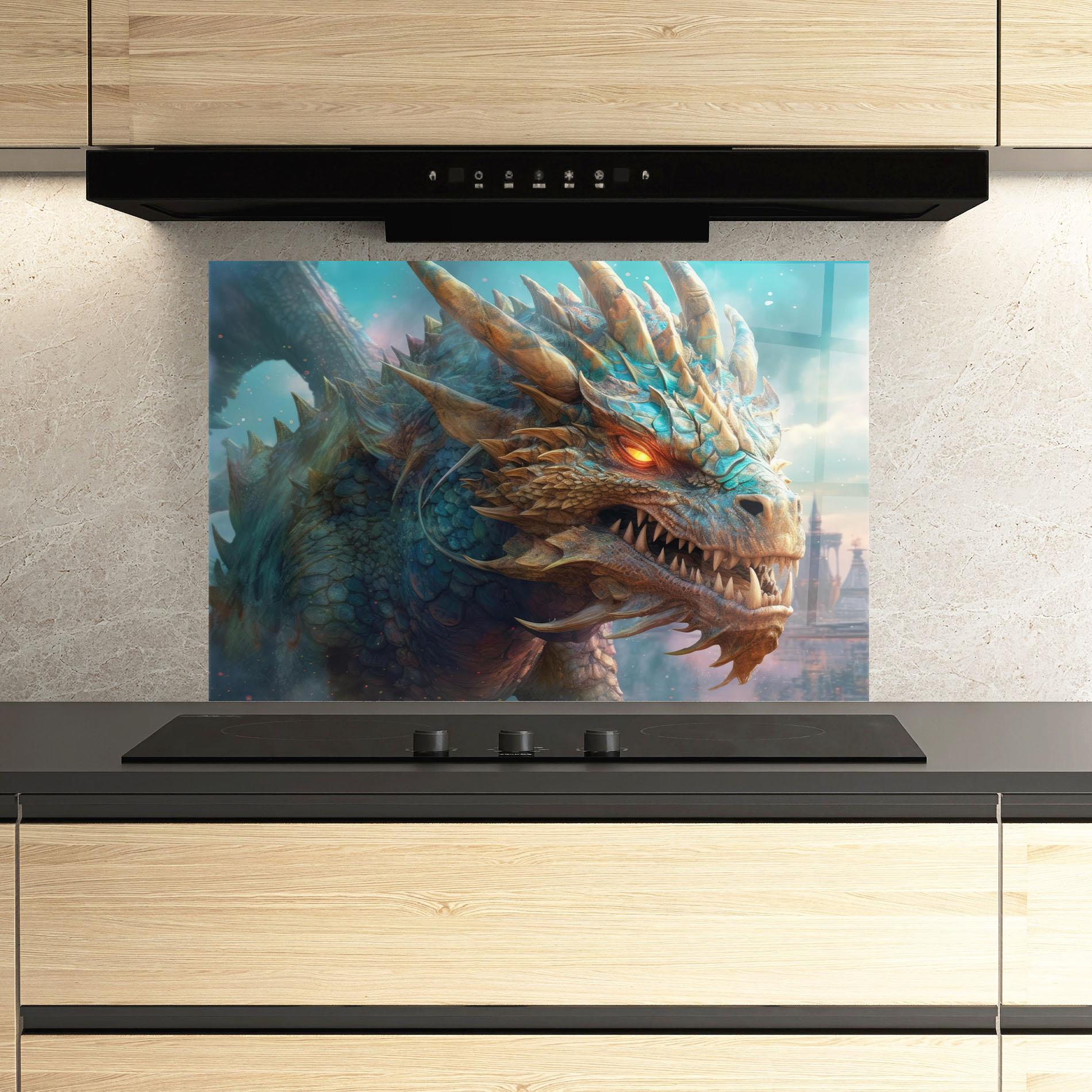 Panel Szklany do Kuchni Pretty Blue Dragon mockup 3