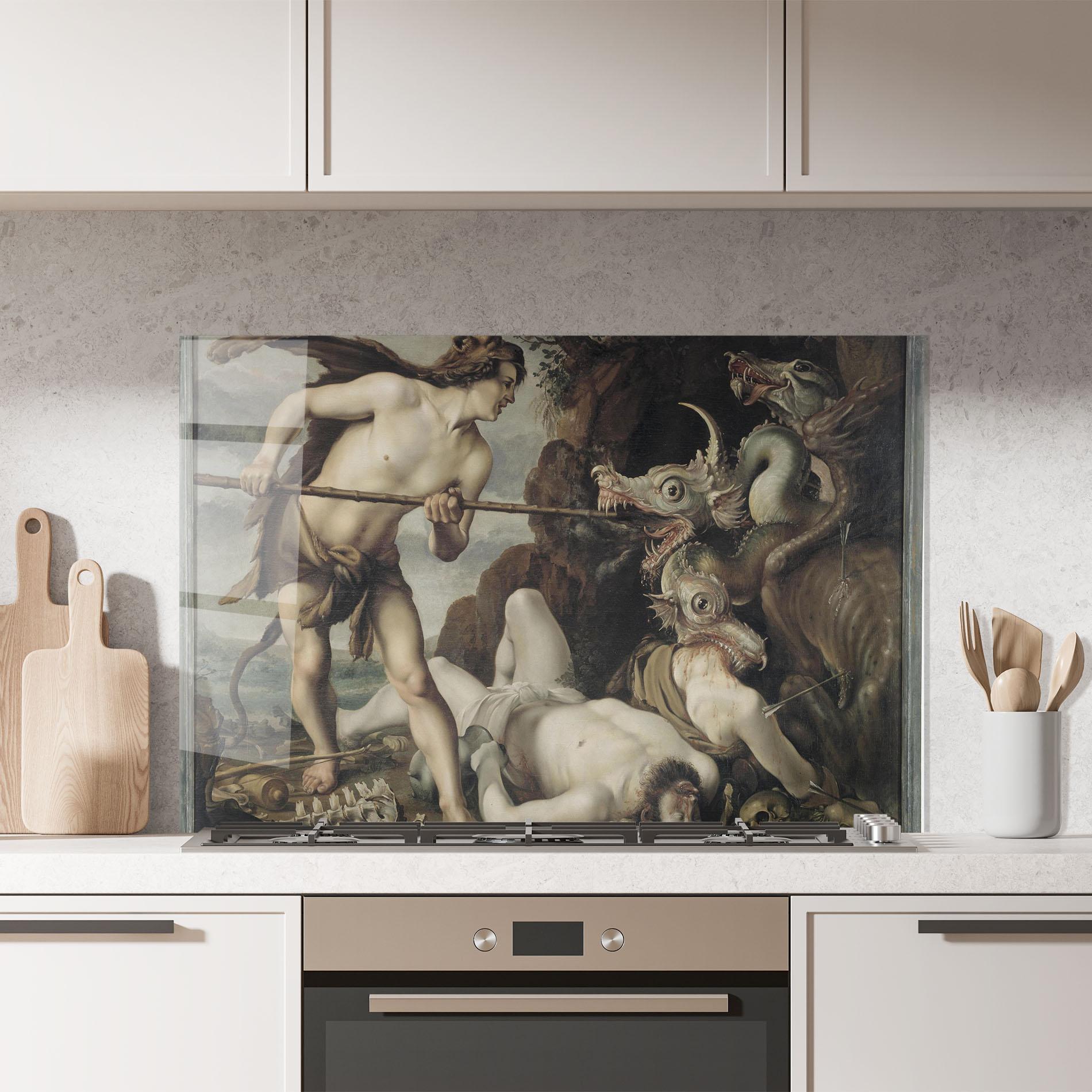 Panel Szklany do Kuchni Hunting Dragons mockup 7