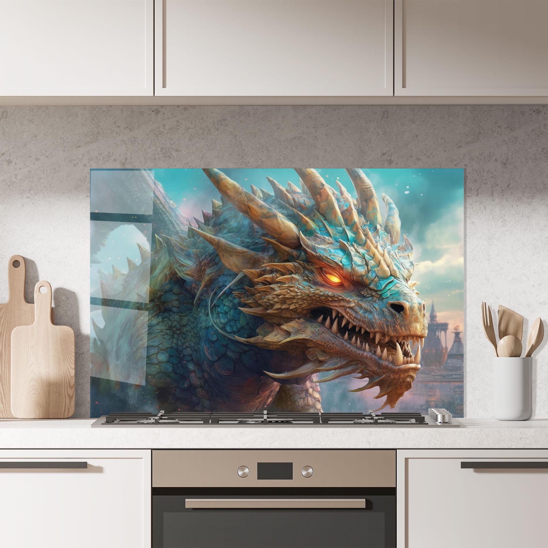 Panel Szklany do Kuchni Pretty Blue Dragon mockup 7