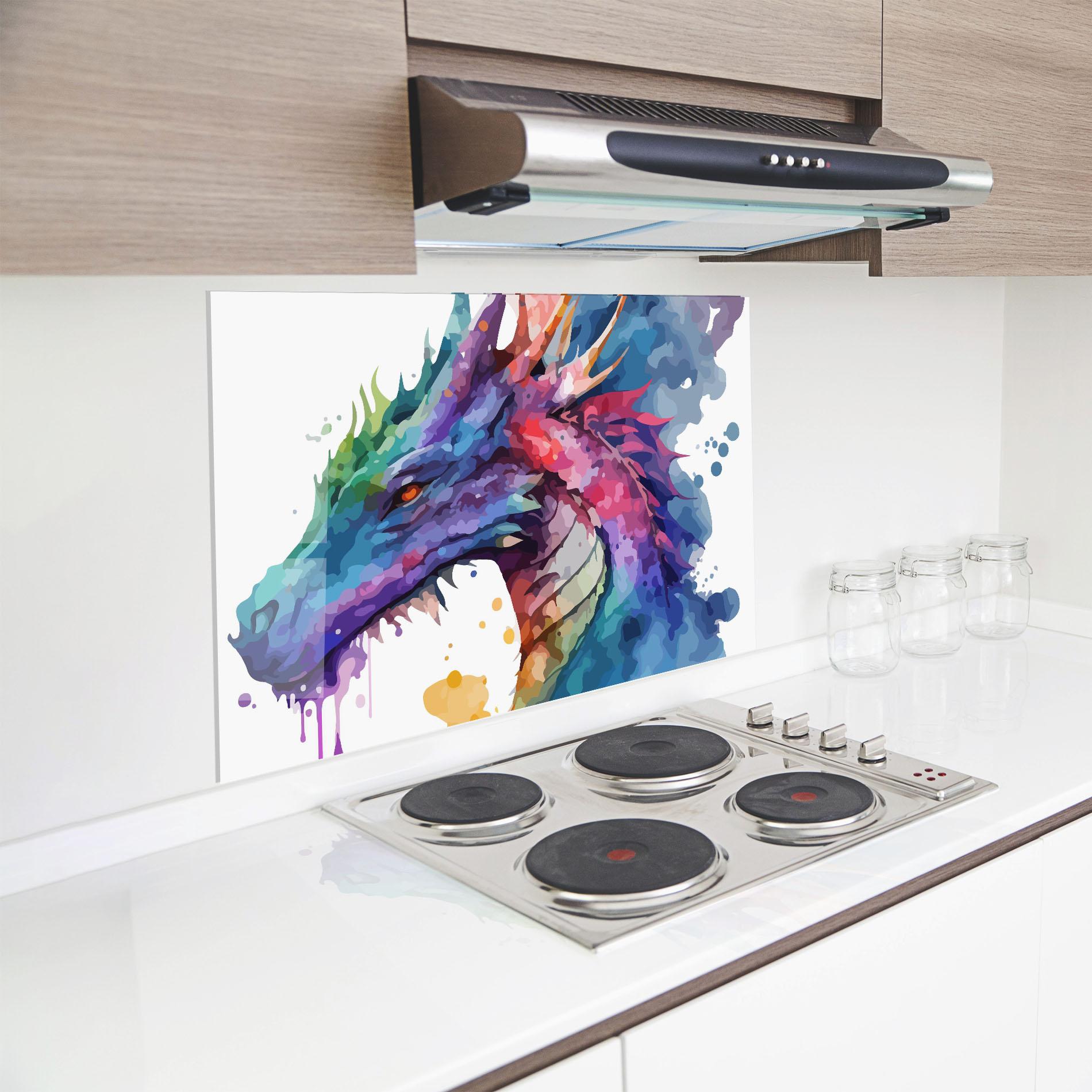 Panel Szklany do Kuchni Colourful Dragon mockup 8