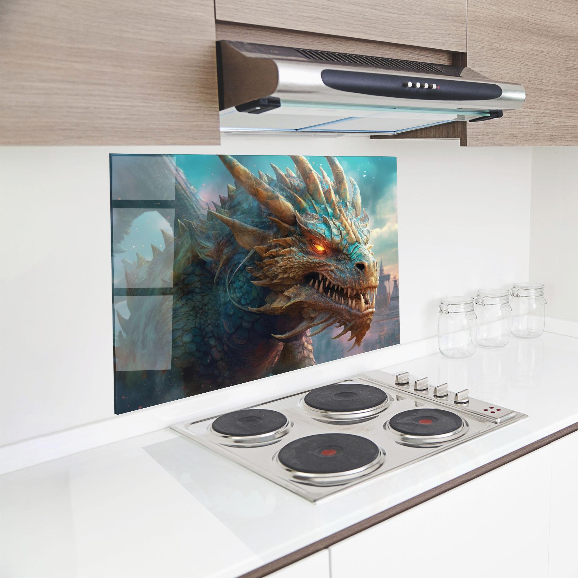 Panel Szklany do Kuchni Pretty Blue Dragon mockup 8