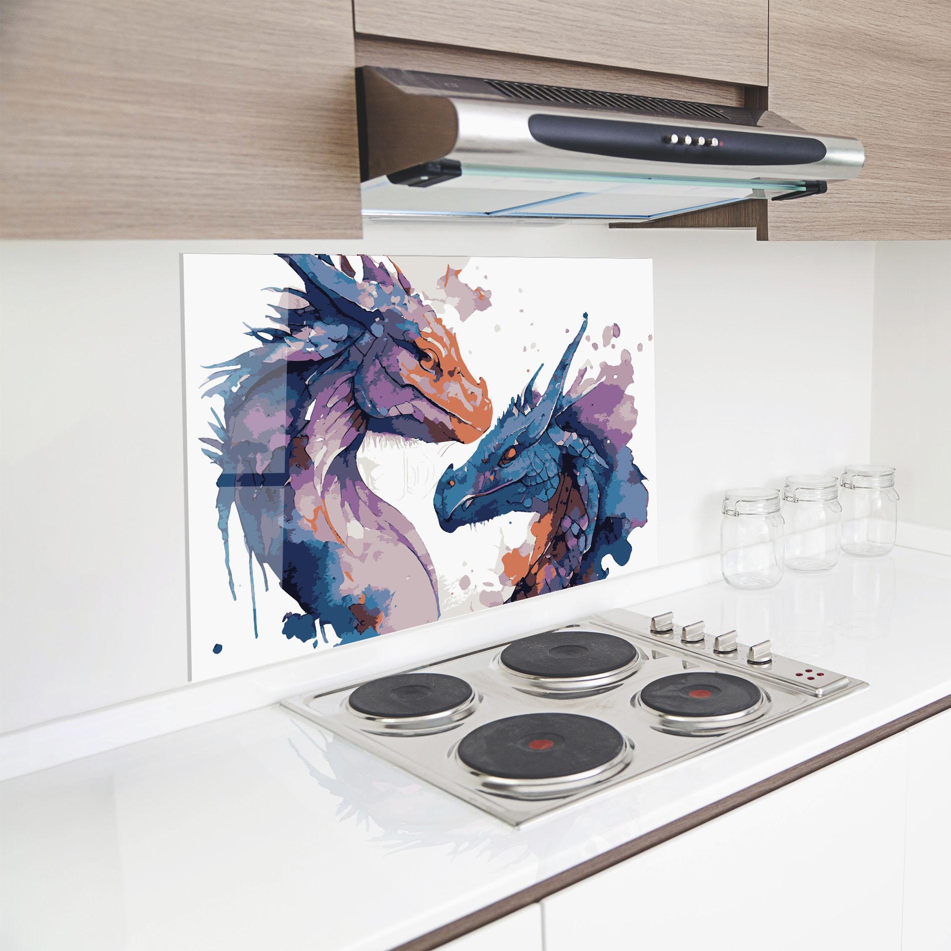Panel Szklany do Kuchni Purple Cute Dragon mockup 8