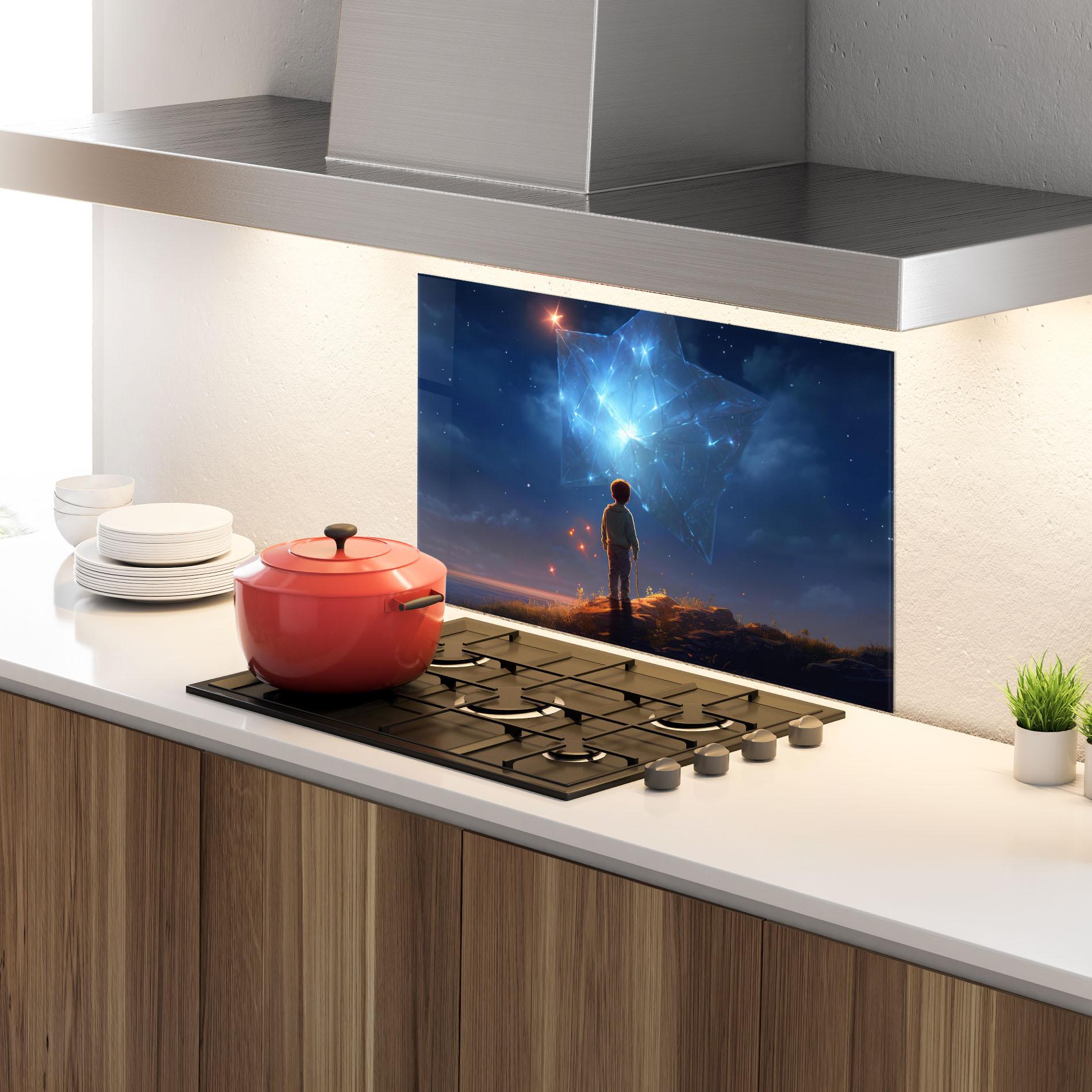 Panel Szklany do Kuchni Blue Star Floating mockup 4