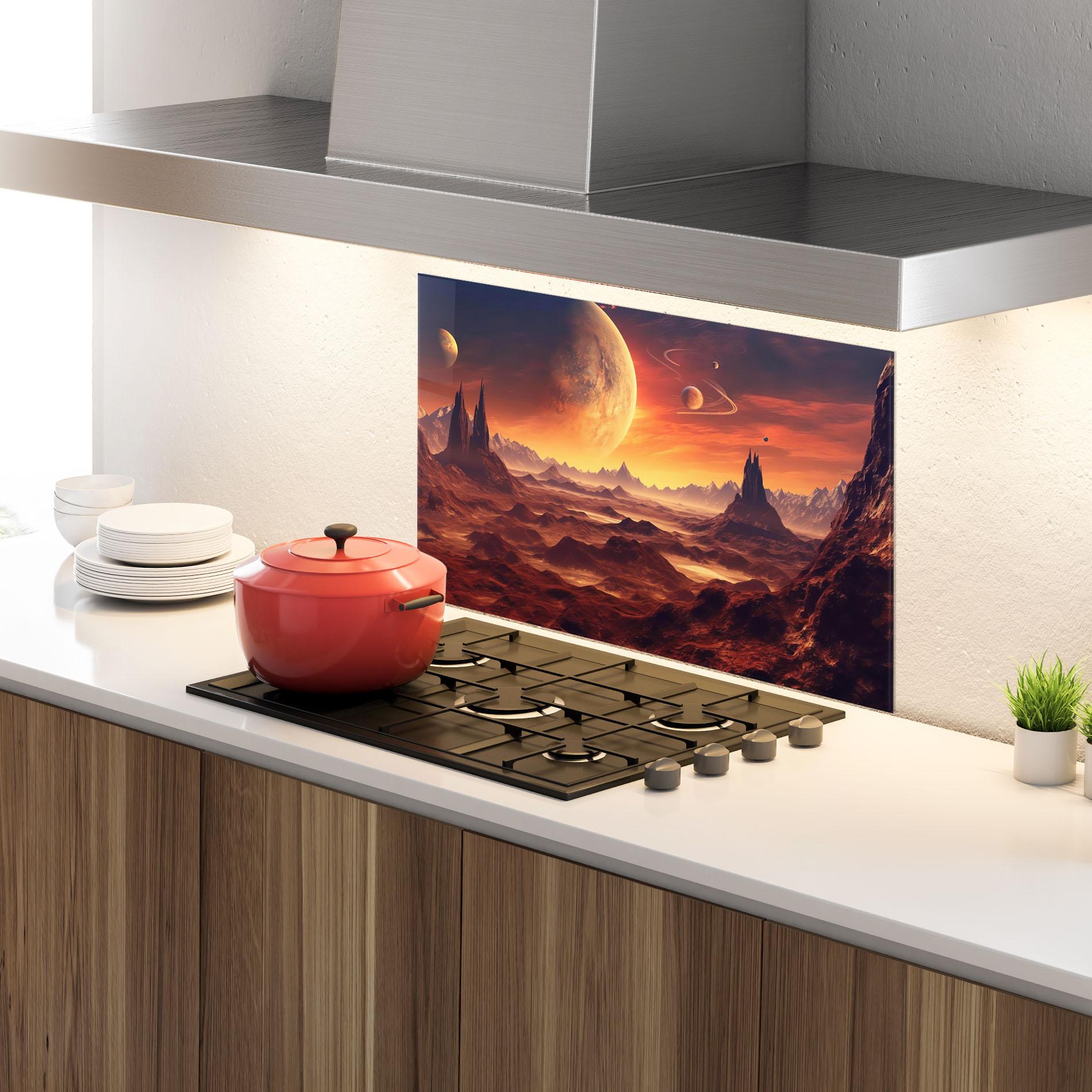 Panel Szklany do Kuchni Fiery Orange Sunset mockup 4
