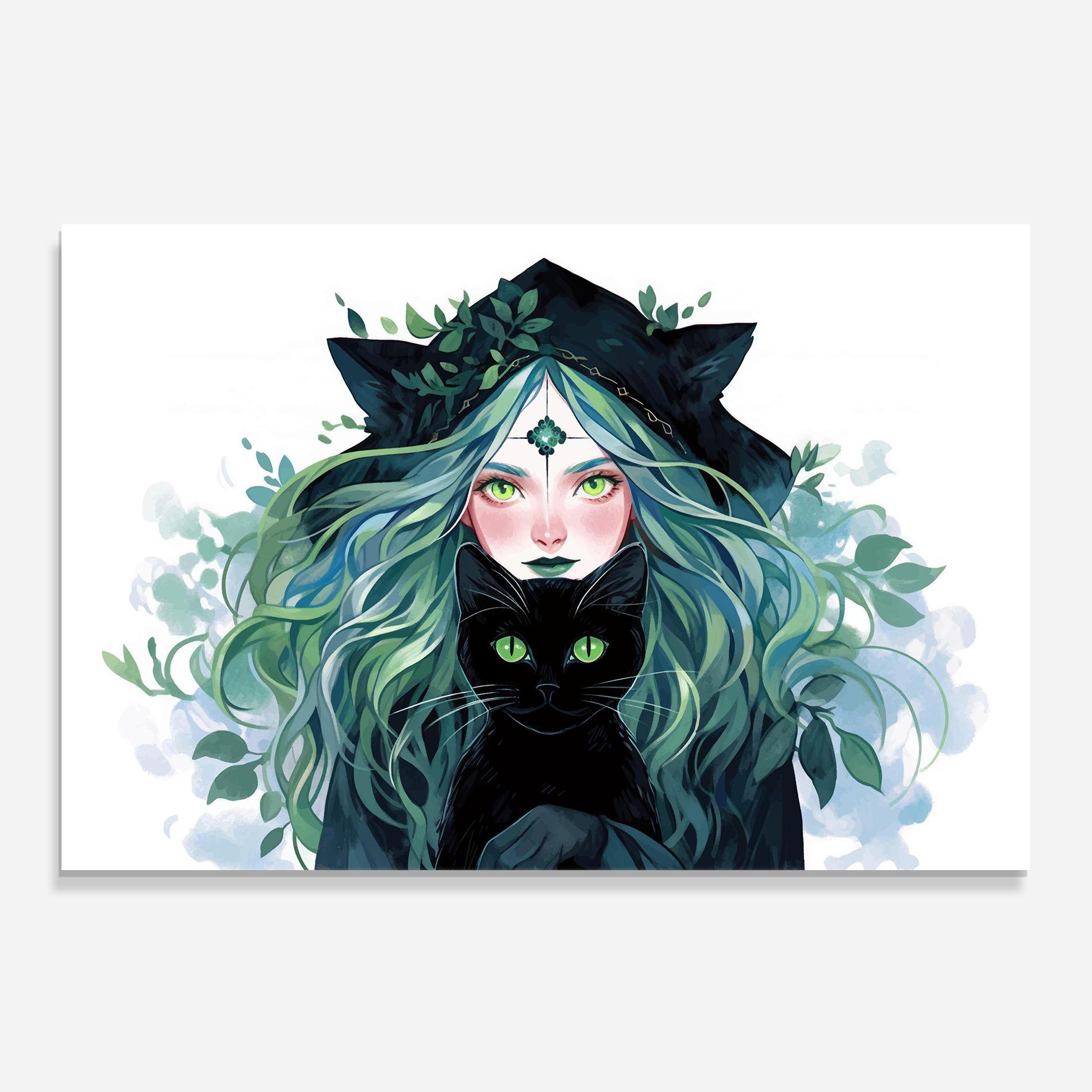 Panel Szklany do Kuchni Magic Cat Witch mockup 0