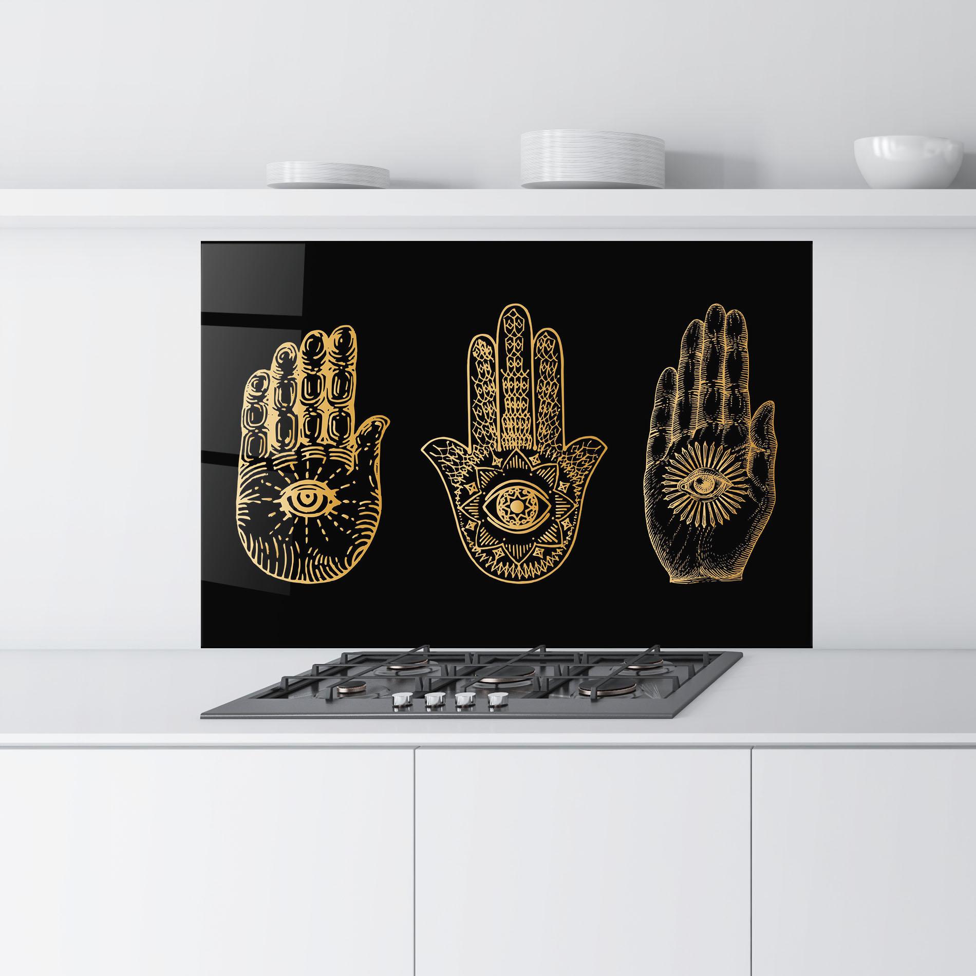 Panel Szklany do Kuchni Witch Gold Hands mockup 9