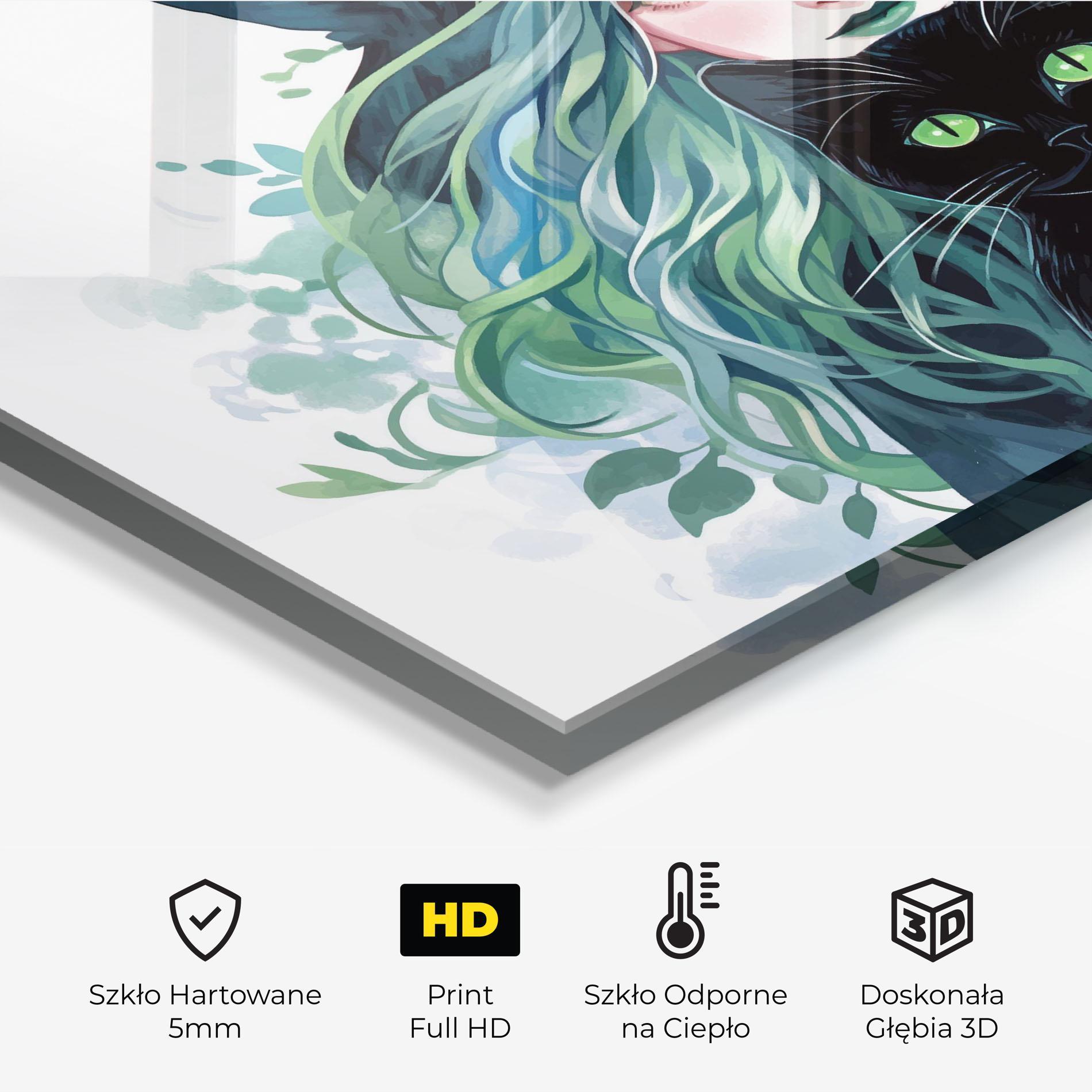 Panel Szklany do Kuchni Magic Cat Witch mockup 2