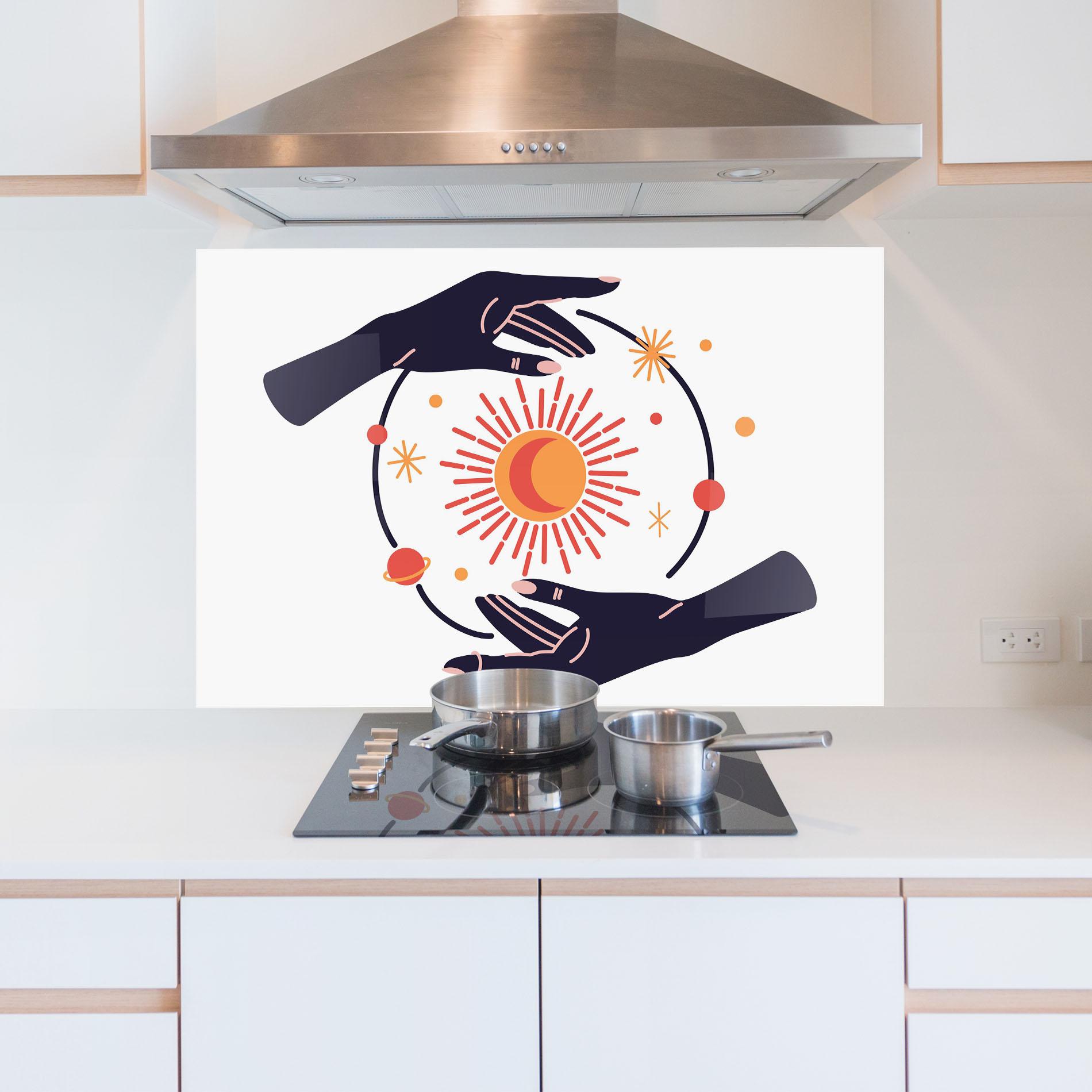 Panel Szklany do Kuchni Purple Magic Hands mockup 5