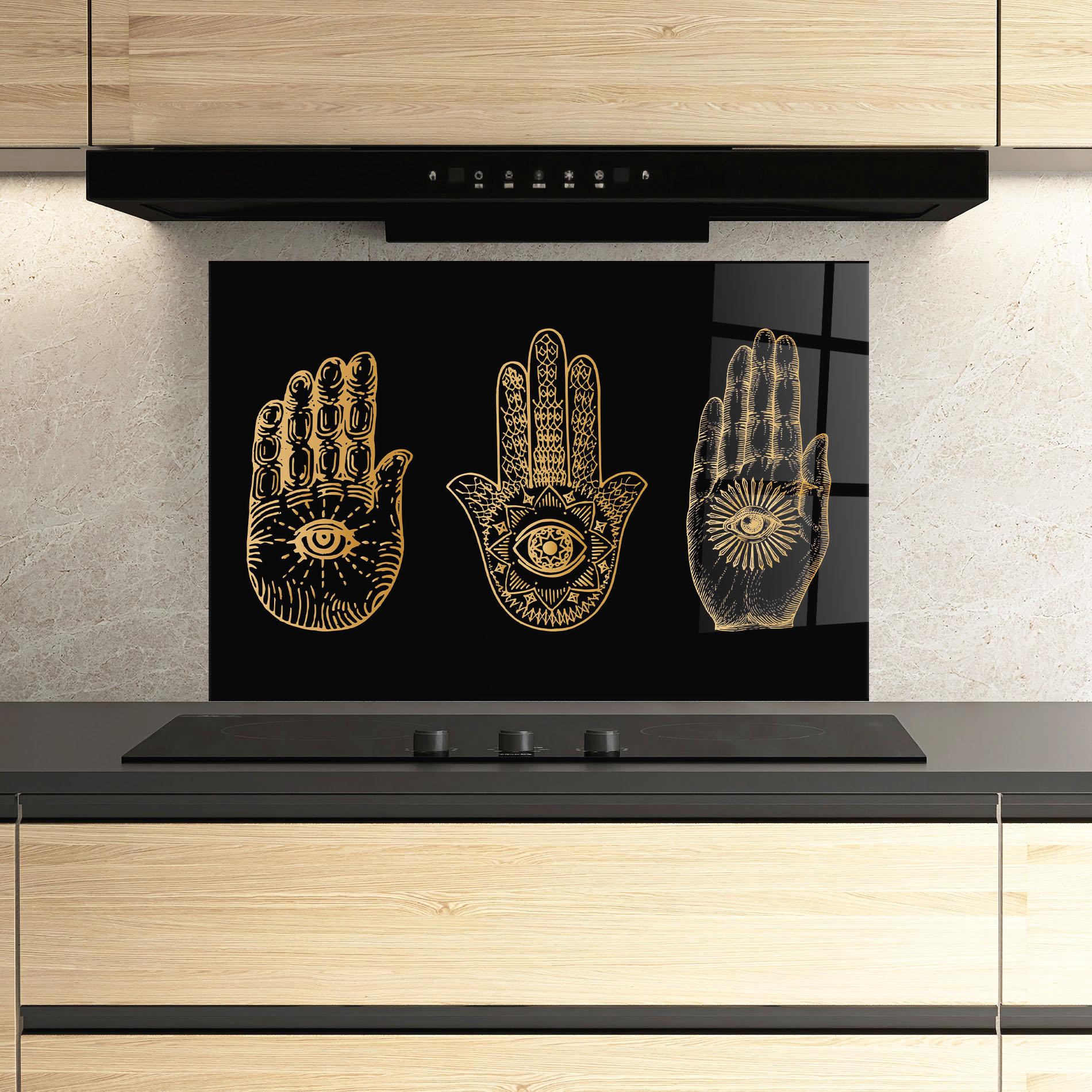 Panel Szklany do Kuchni Witch Gold Hands mockup 3