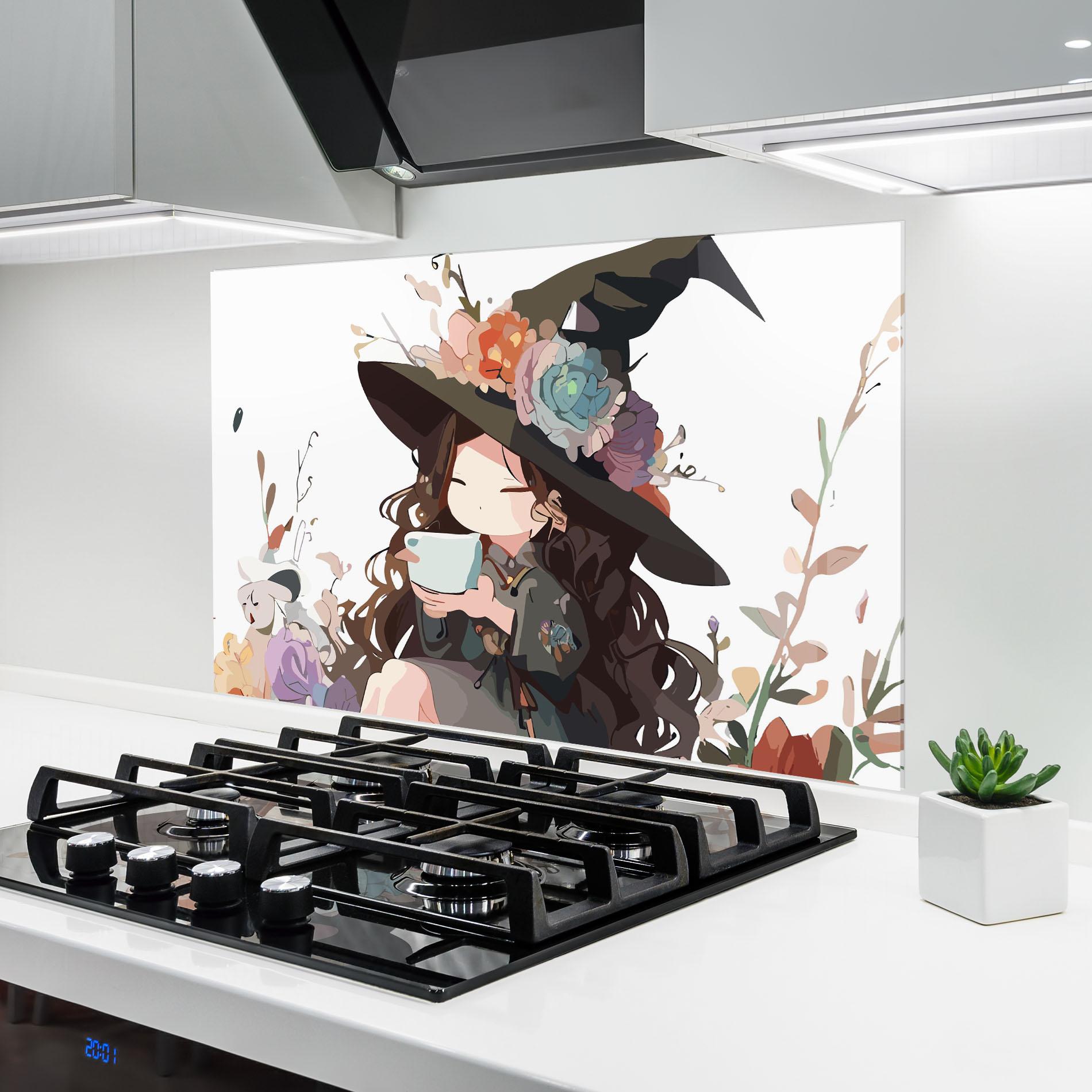 Panel Szklany do Kuchni Cute Witch mockup 6
