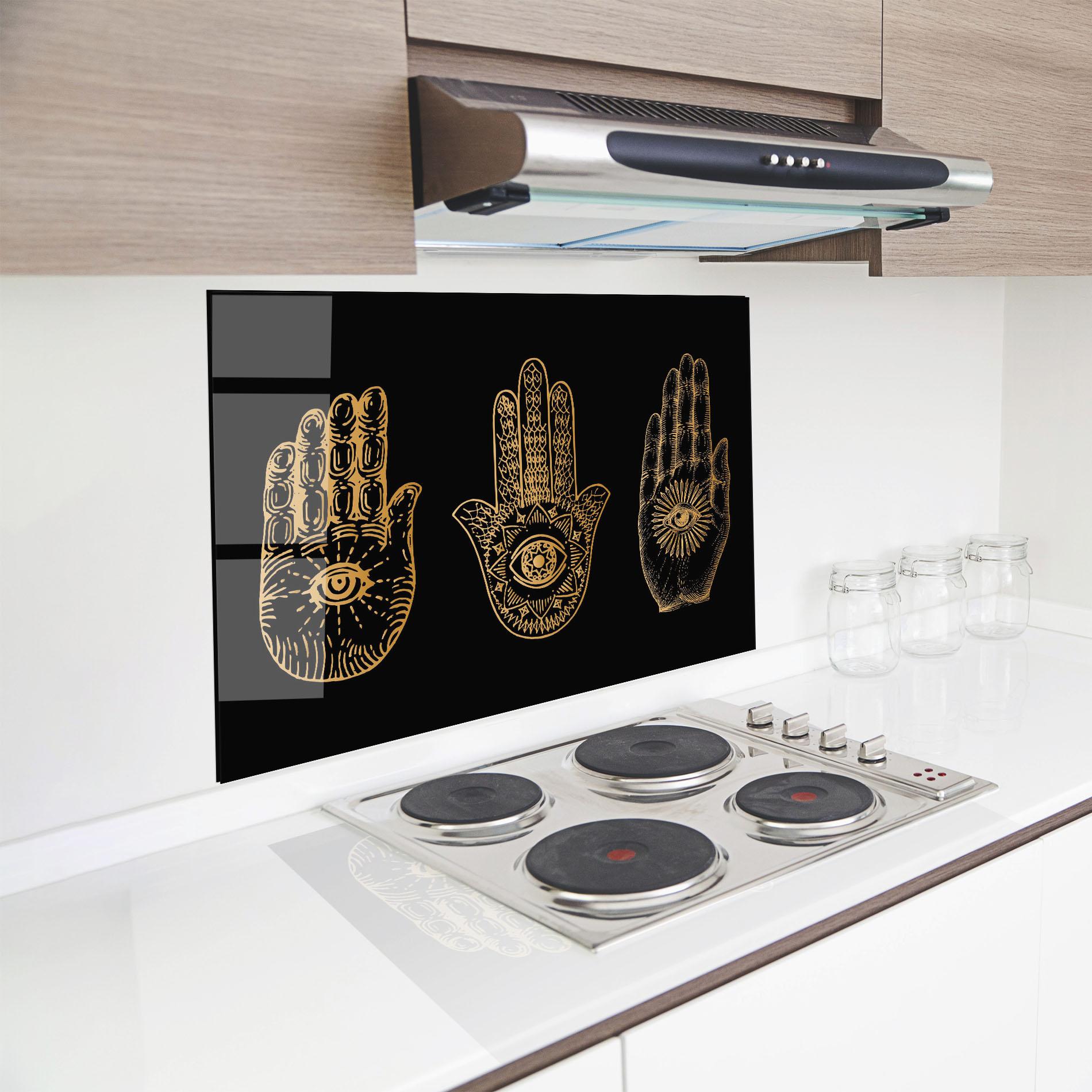 Panel Szklany do Kuchni Witch Gold Hands mockup 8
