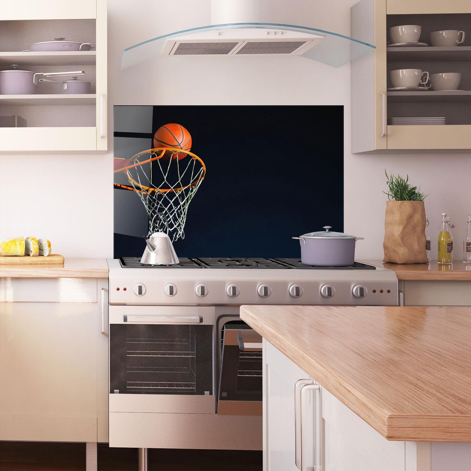 Panel Szklany do Kuchni Basketball Hoop On Black mockup 1