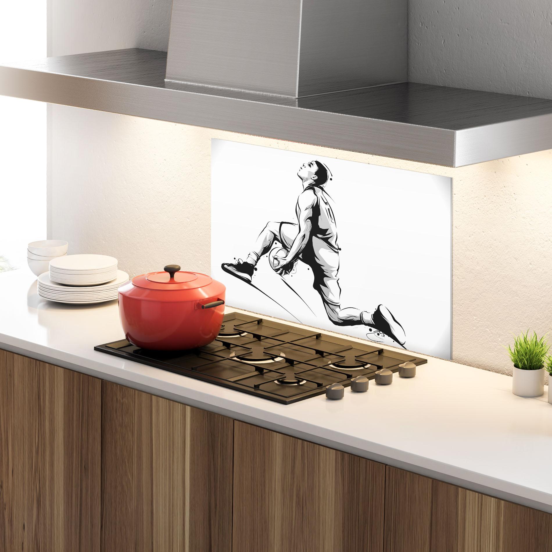 Panel Szklany do Kuchni Basketball Player Jump mockup 4