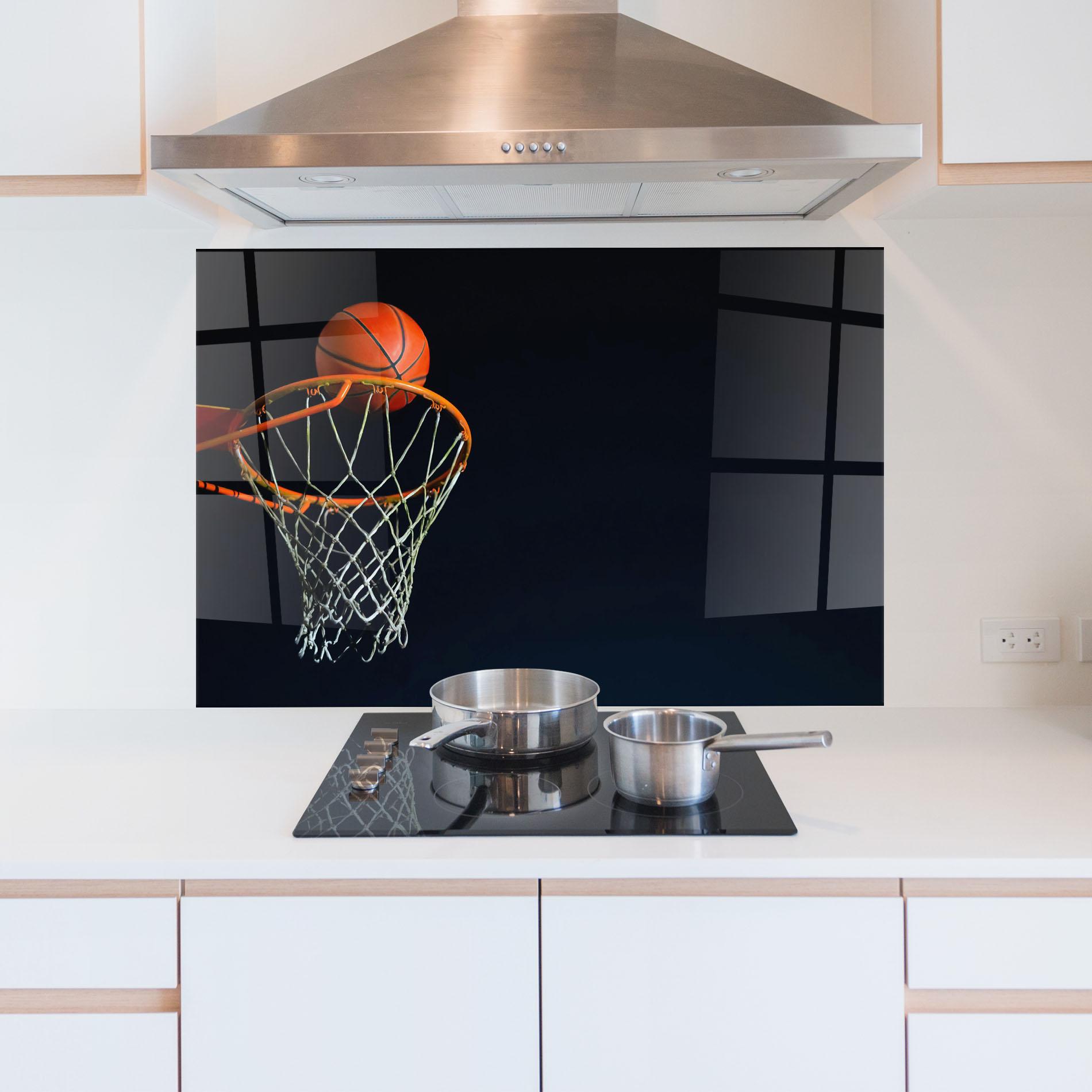 Panel Szklany do Kuchni Basketball Hoop On Black mockup 5