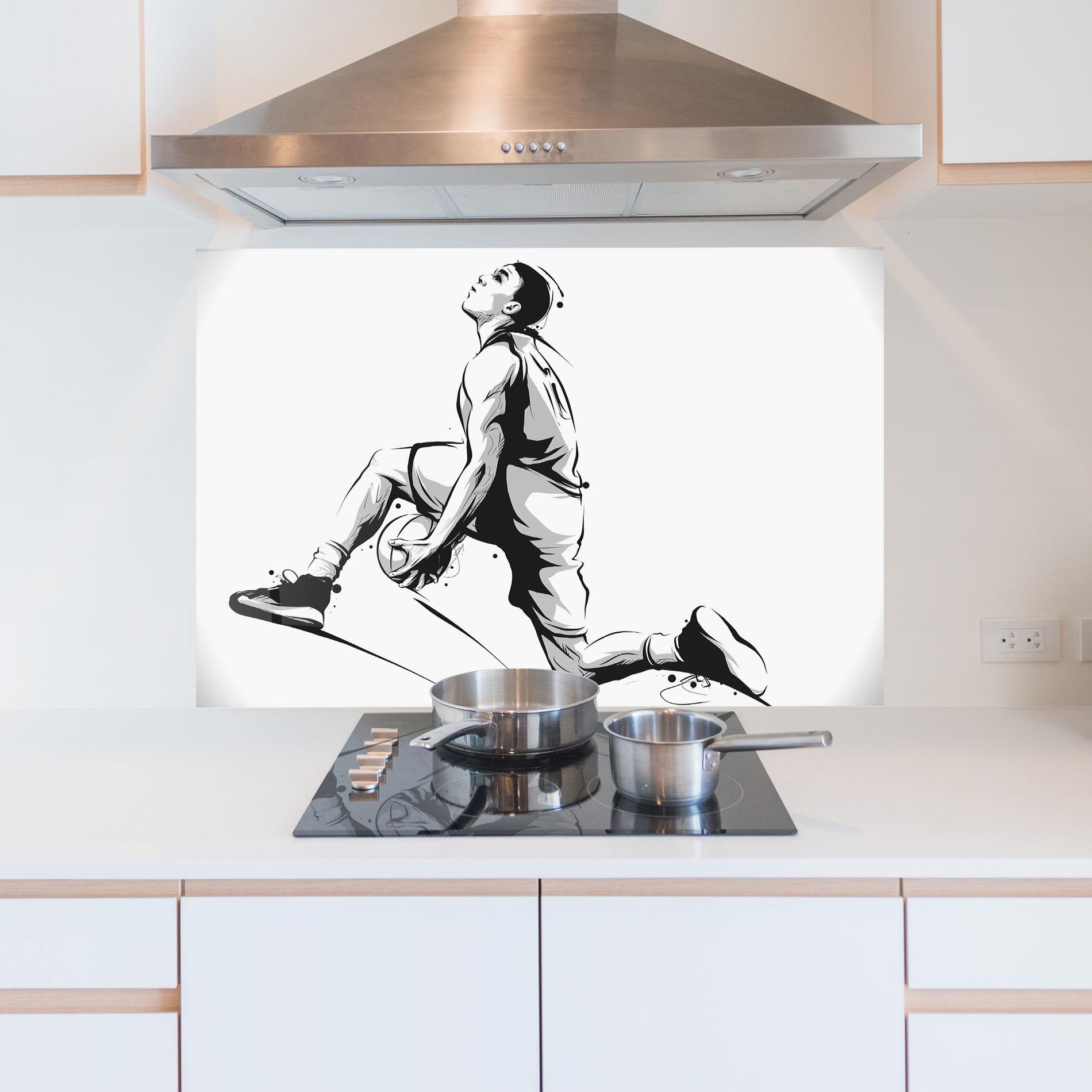 Panel Szklany do Kuchni Basketball Player Jump mockup 5