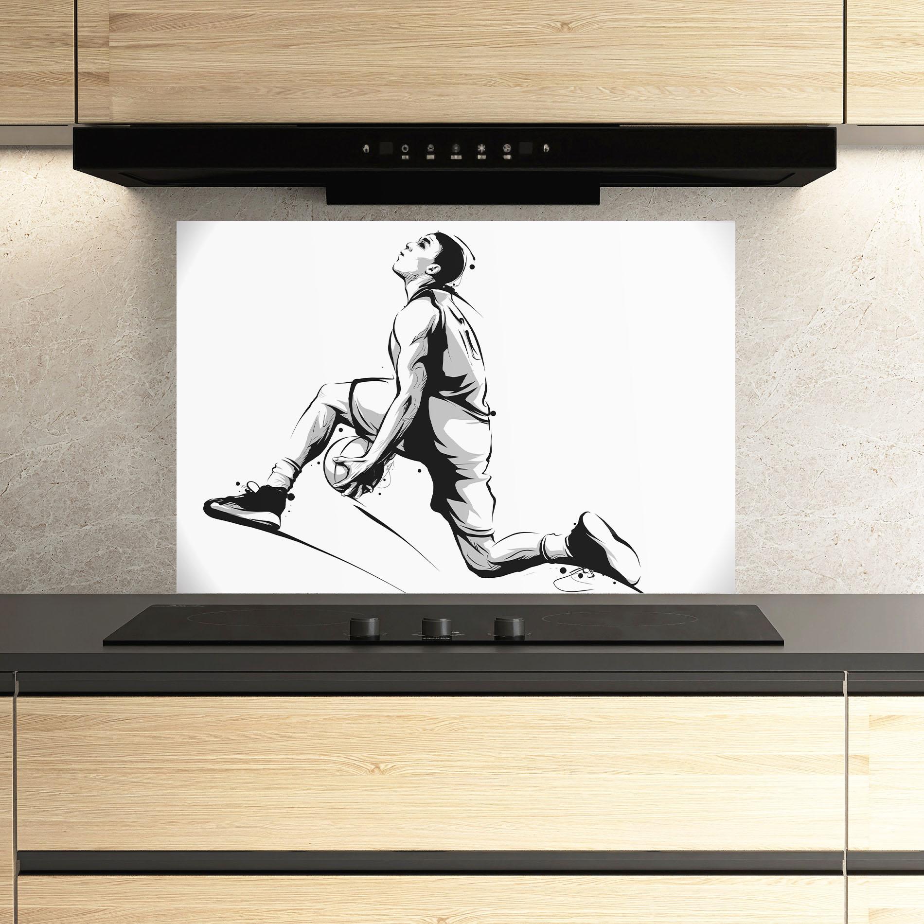 Panel Szklany do Kuchni Basketball Player Jump mockup 3