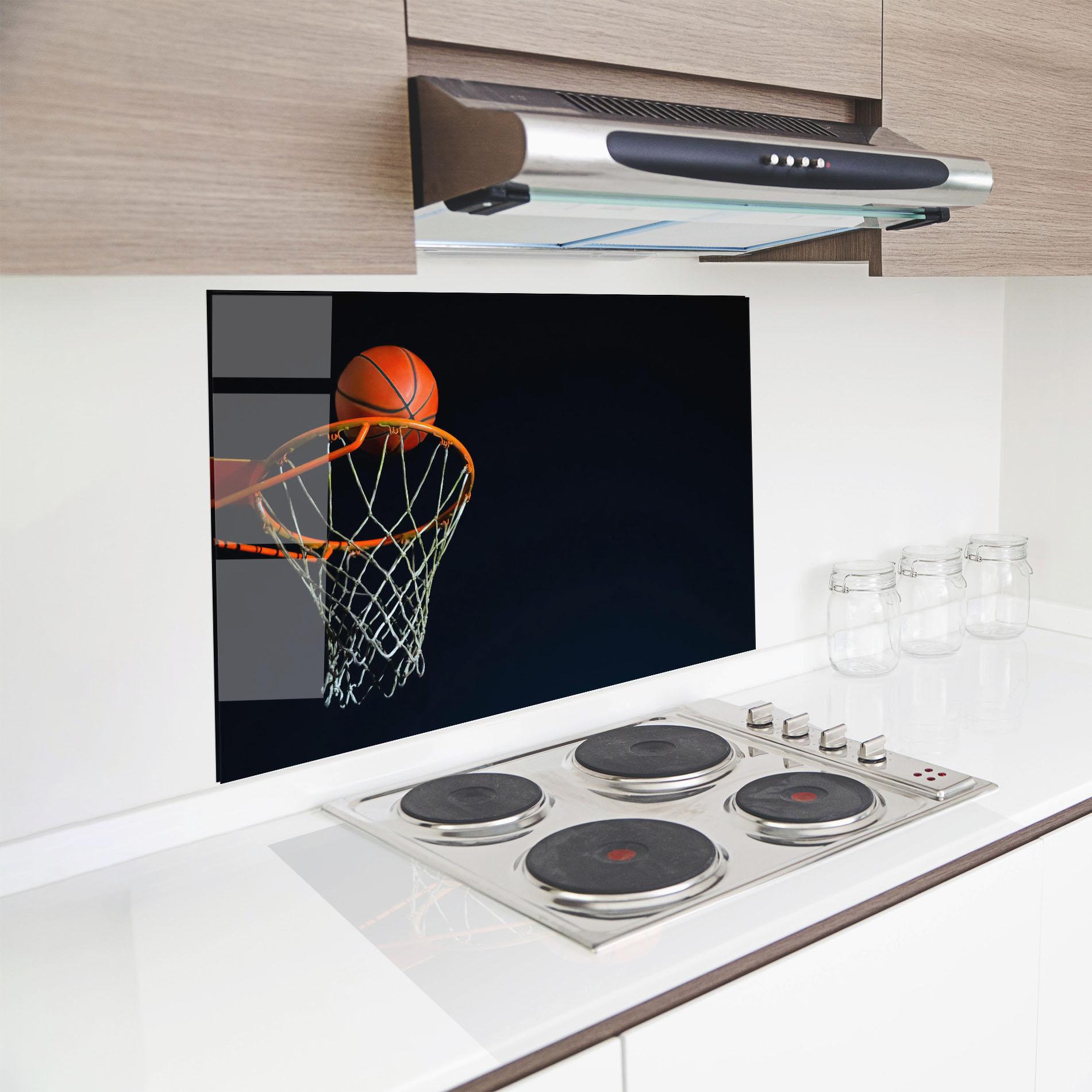 Panel Szklany do Kuchni Basketball Hoop On Black mockup 8