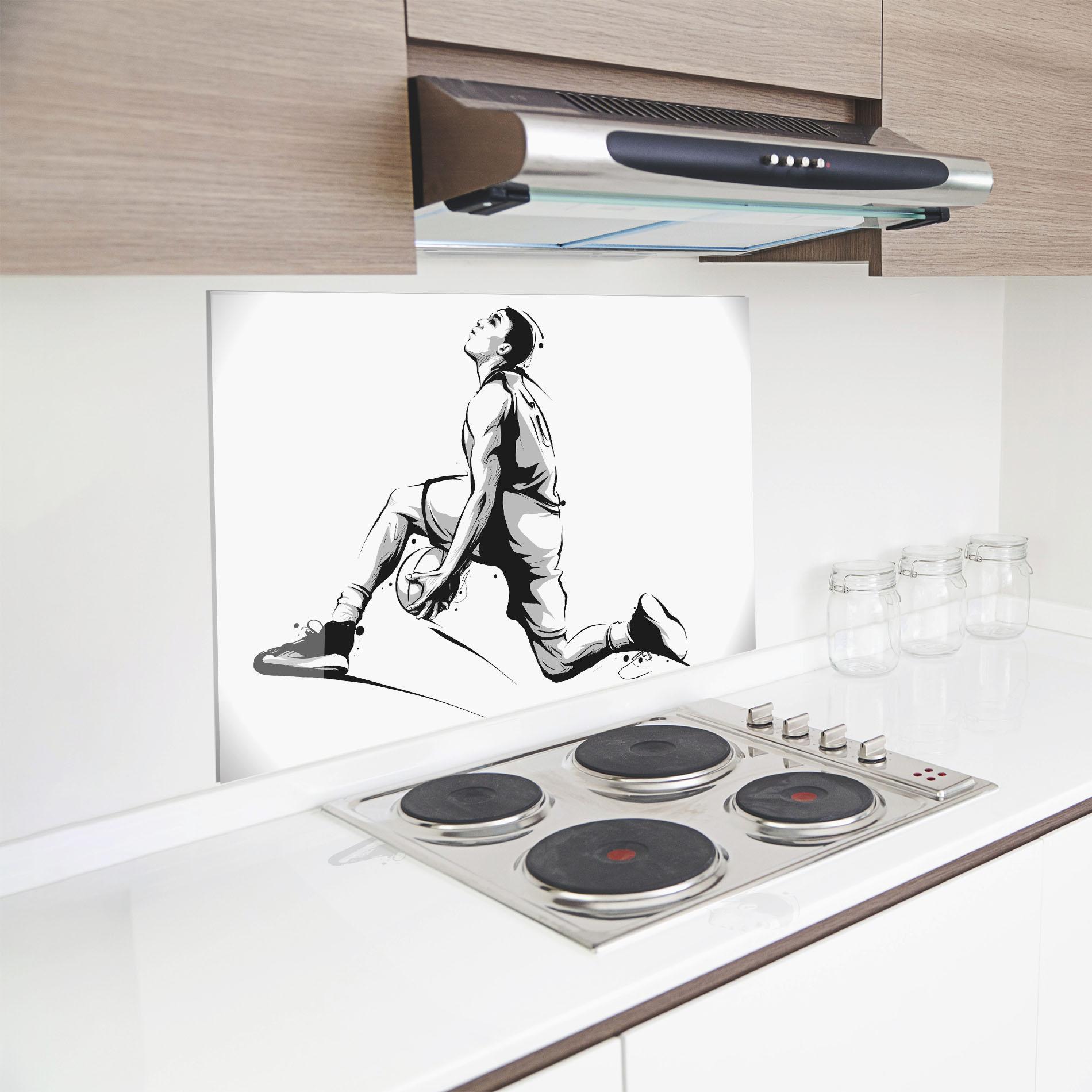 Panel Szklany do Kuchni Basketball Player Jump mockup 8