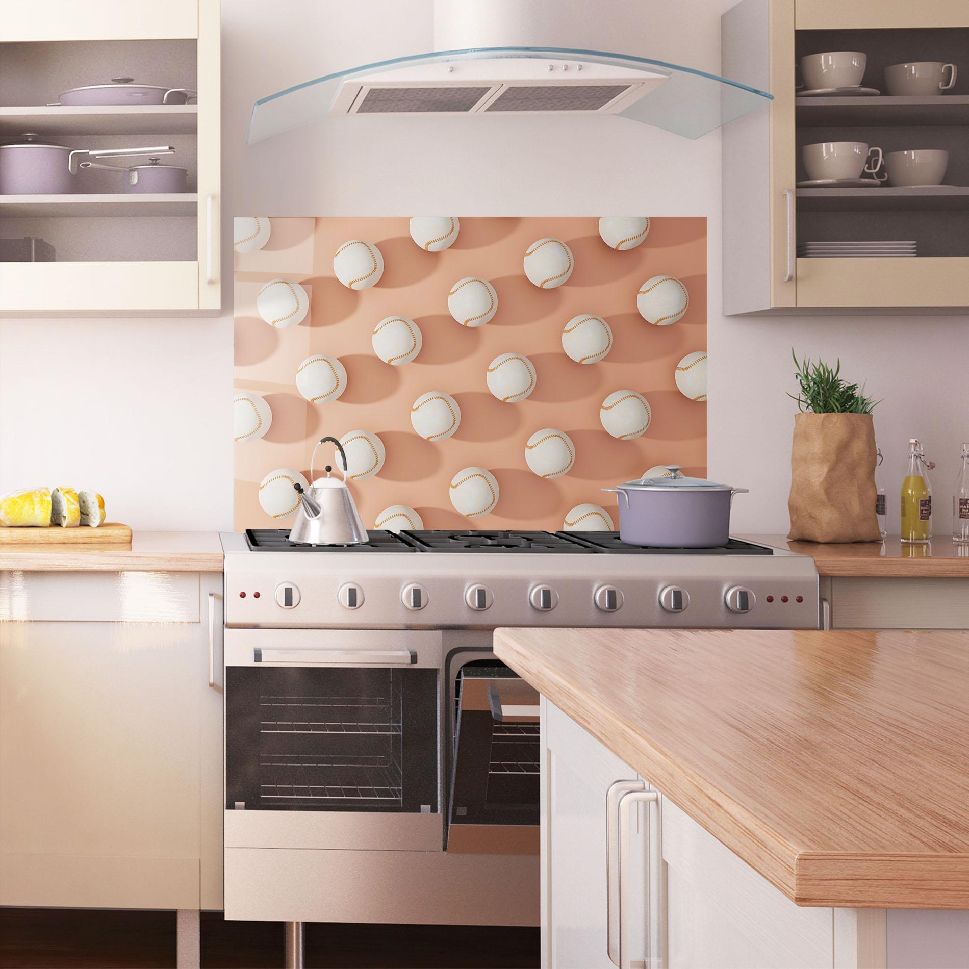 Panel Szklany do Kuchni Baseball Ball Pattern mockup 1