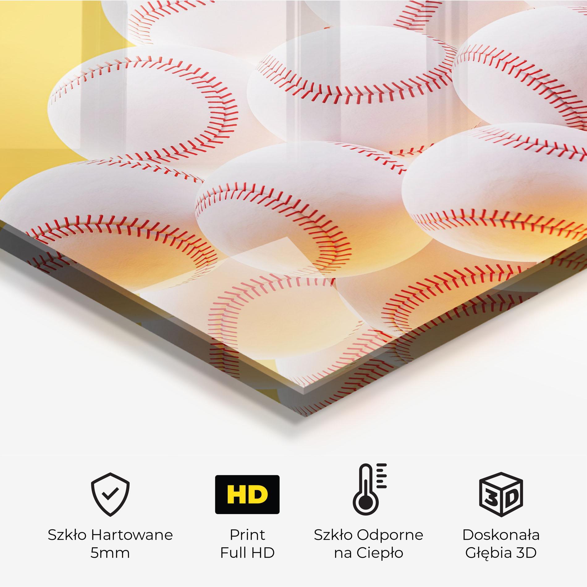 Panel Szklany do Kuchni Baseball Ball On Yellow mockup 2