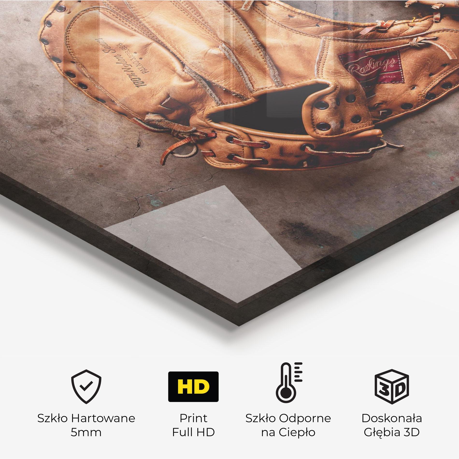 Panel Szklany do Kuchni Brown Orange Baseball Gloves mockup 2