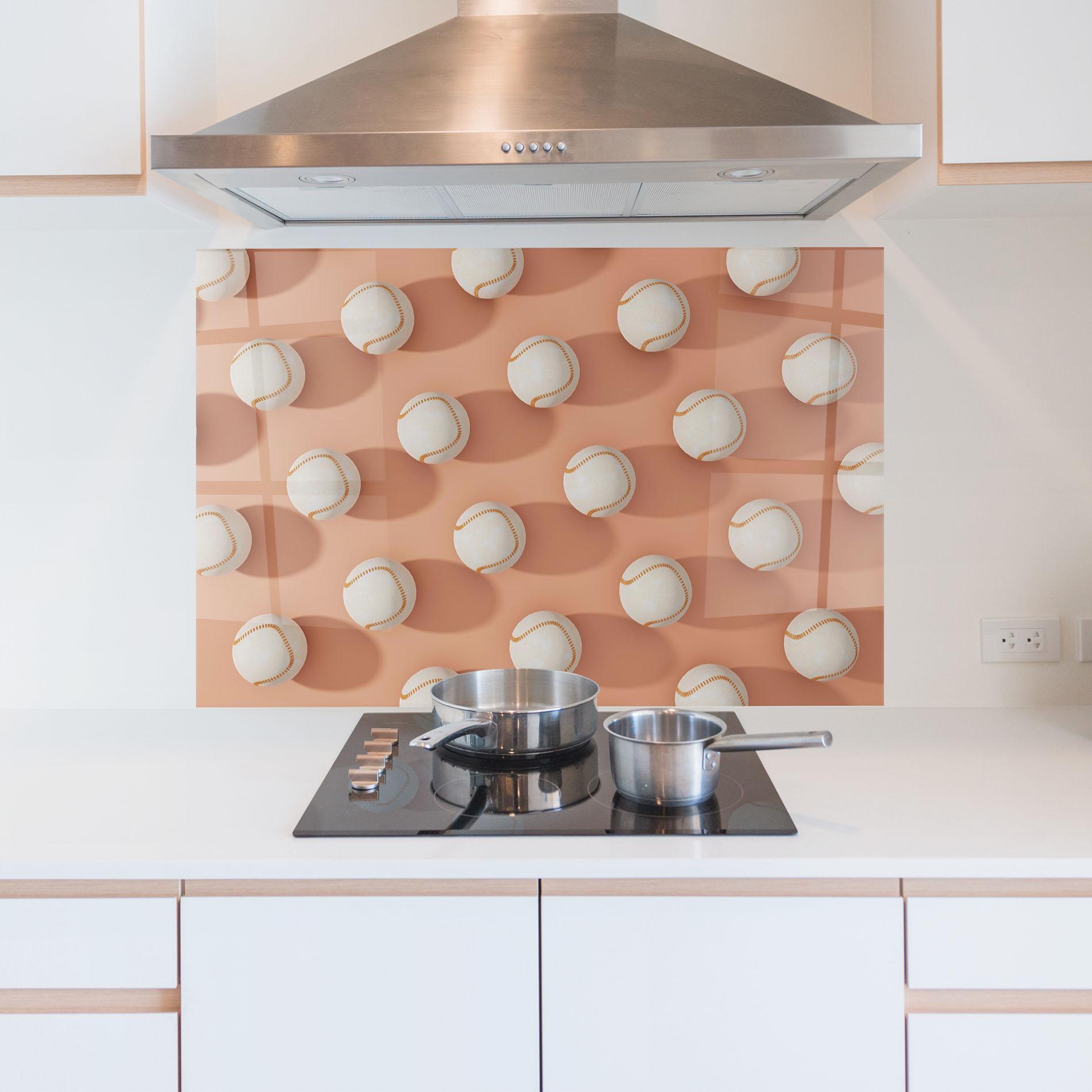 Panel Szklany do Kuchni Baseball Ball Pattern mockup 5
