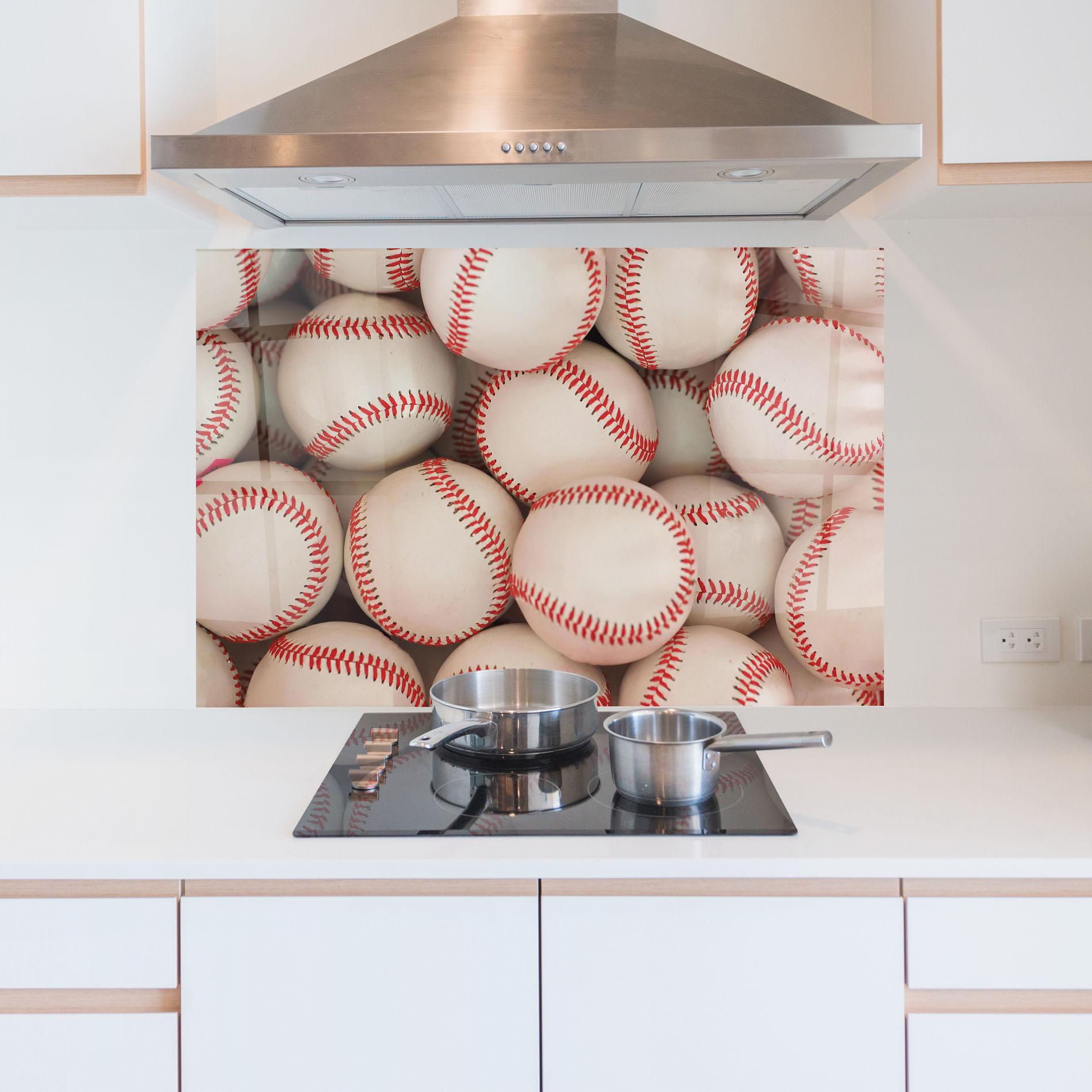 Panel Szklany do Kuchni Baseball Balls Stack mockup 5
