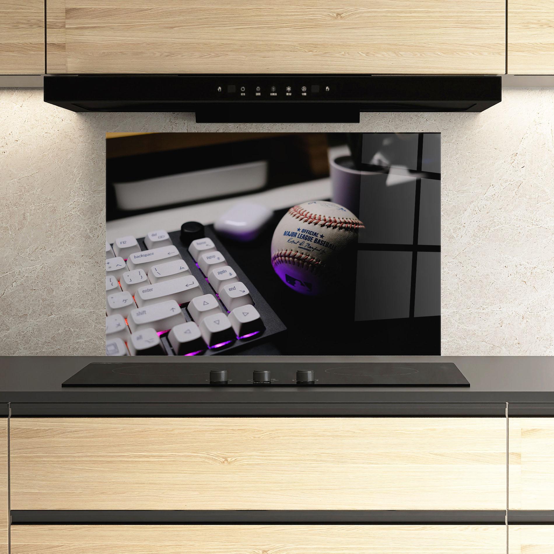 Panel Szklany do Kuchni Baseball Ball Gaming mockup 3