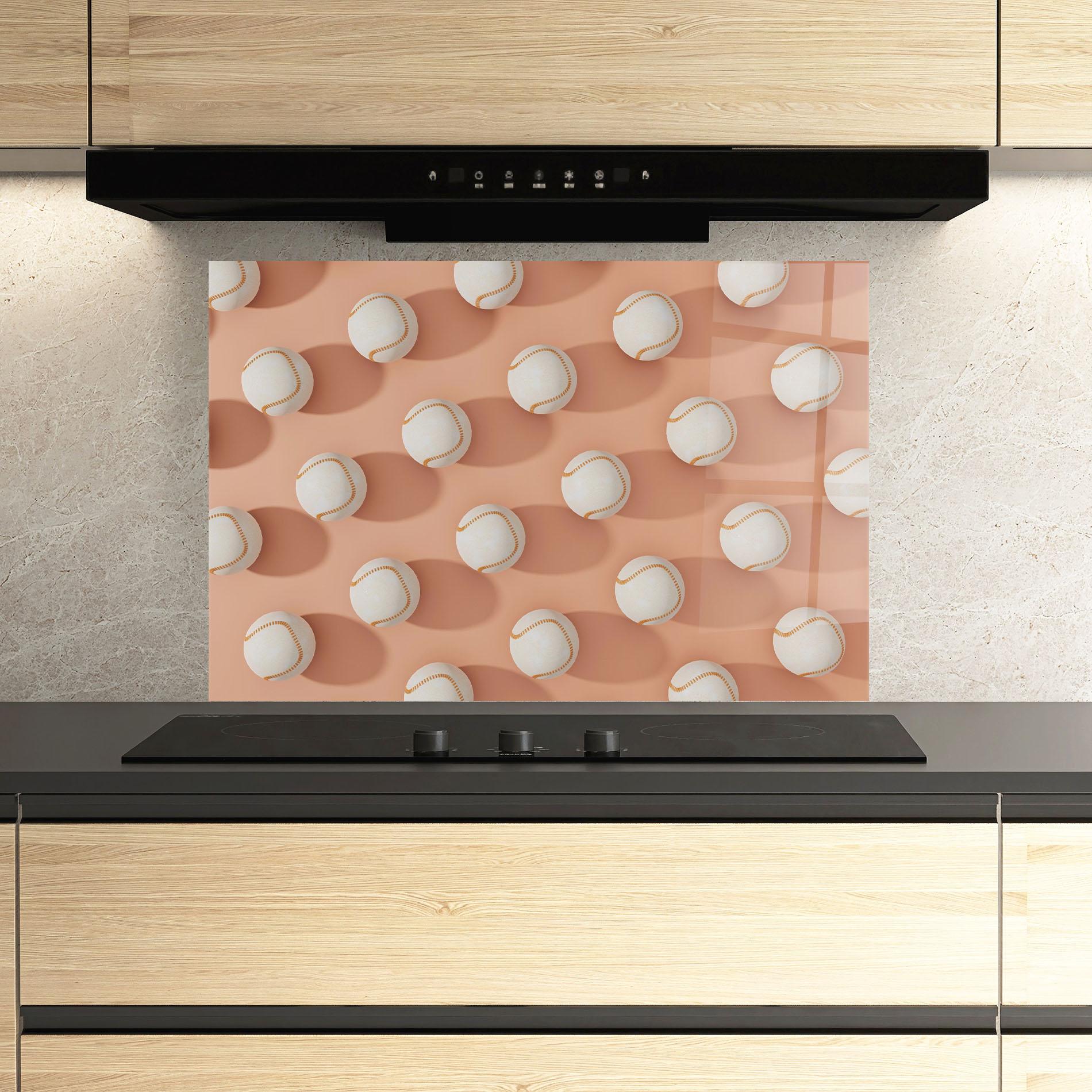 Panel Szklany do Kuchni Baseball Ball Pattern mockup 3
