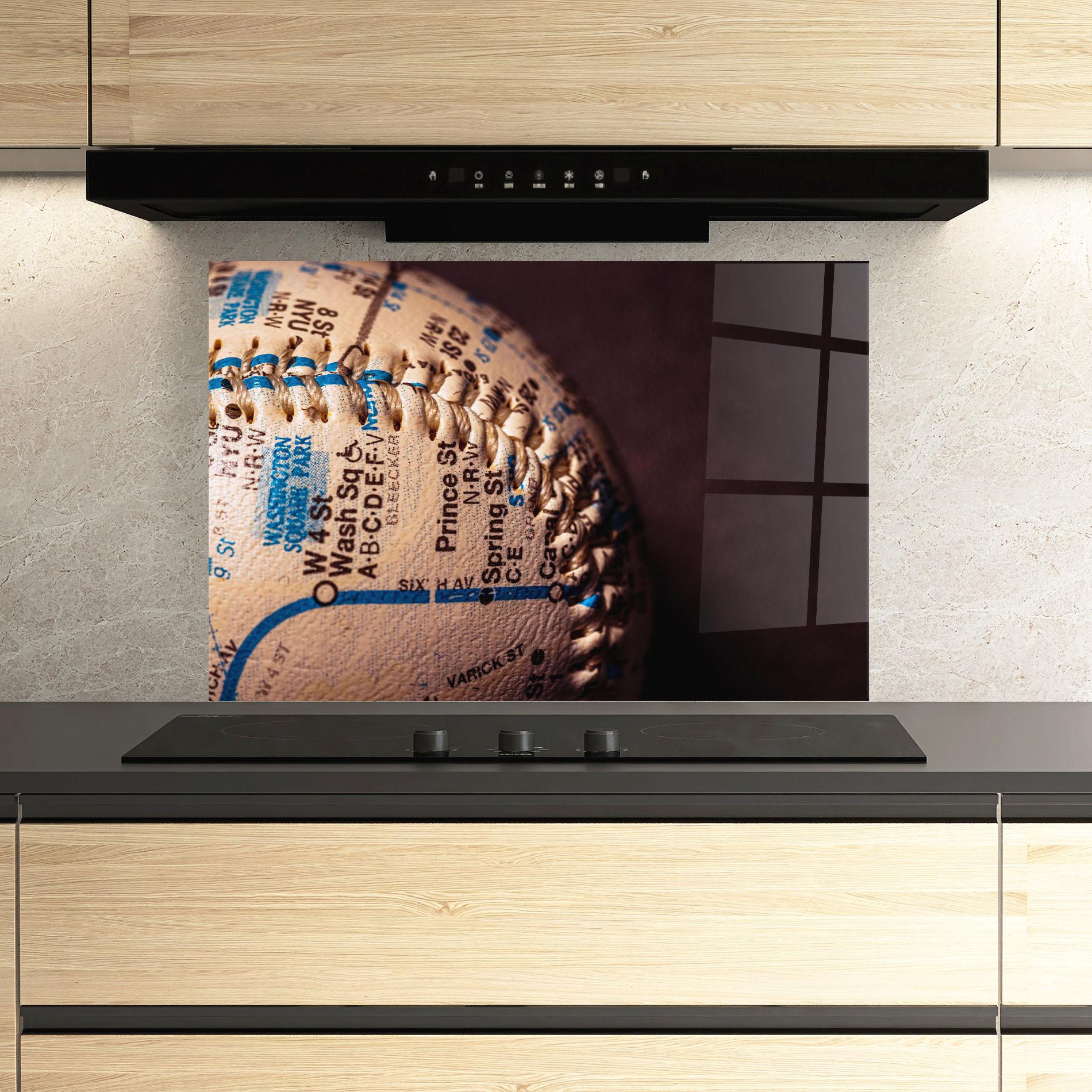 Panel Szklany do Kuchni Blue Text Baseball Ball mockup 3
