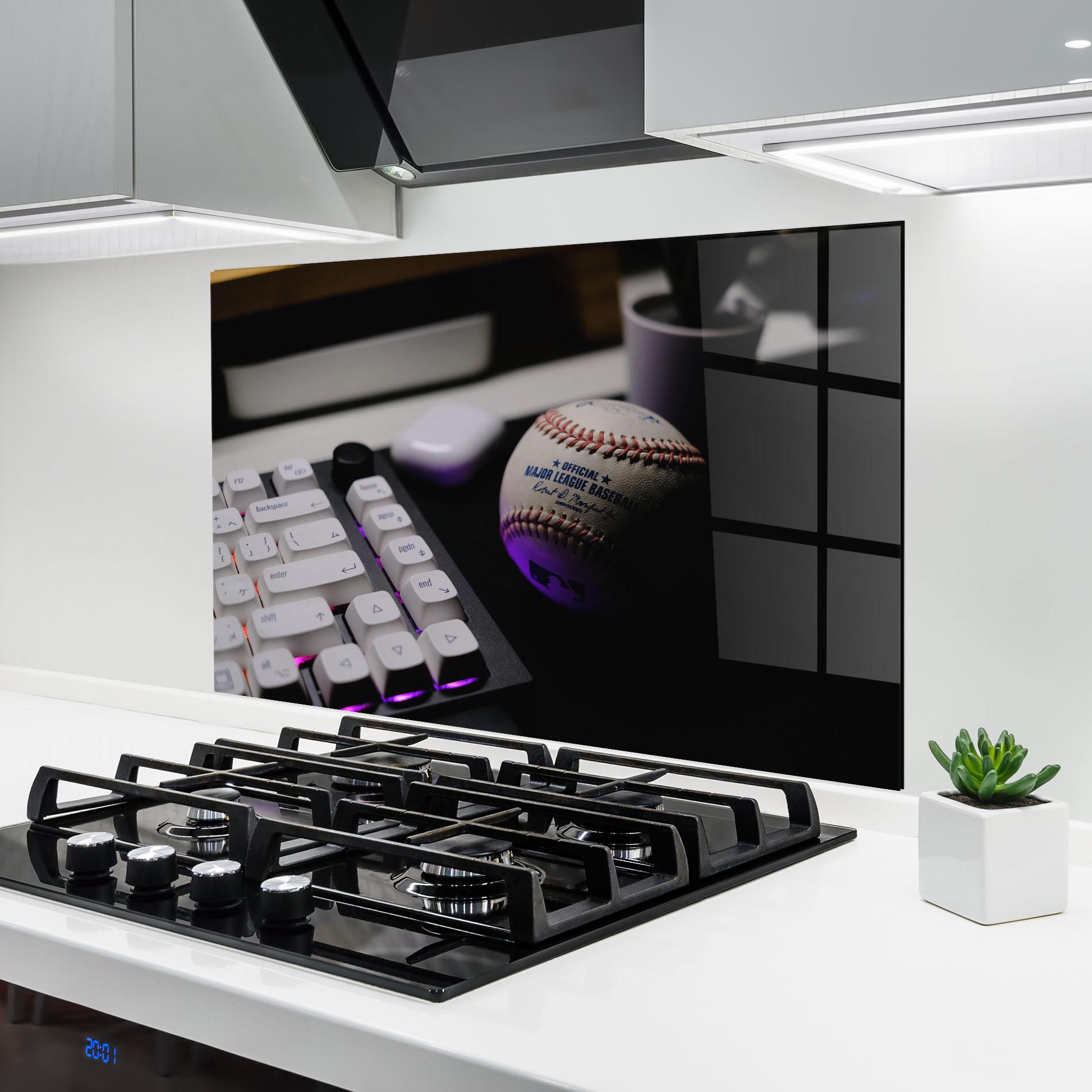 Panel Szklany do Kuchni Baseball Ball Gaming mockup 6