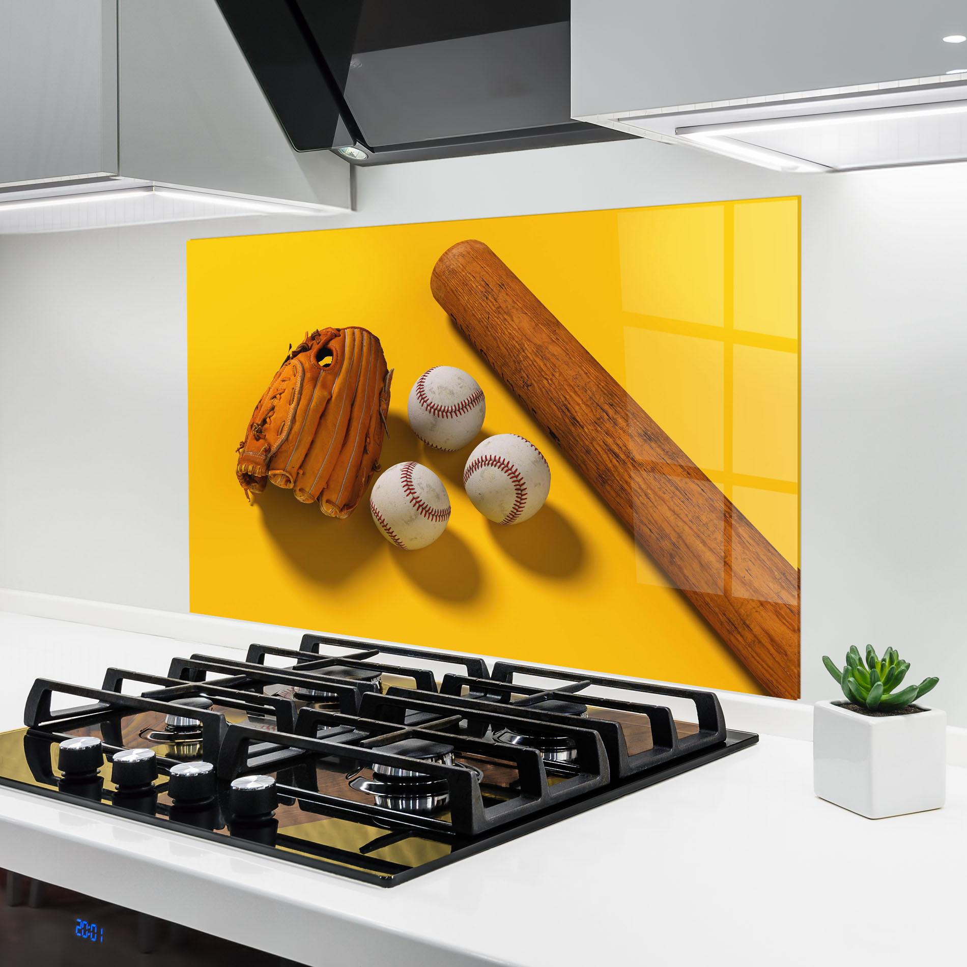Panel Szklany do Kuchni Baseball Set On Yellow mockup 6